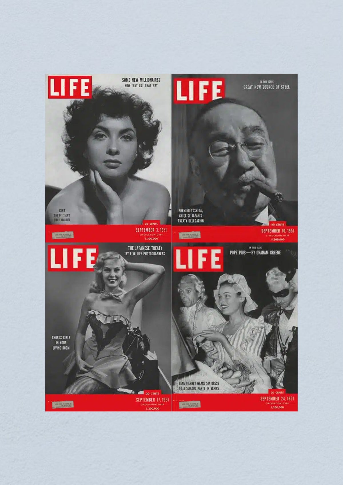 Life Magazine Lot of 4 Full Month September 1951 - Cover for September 24, encapsulating the political and social climate of the time.