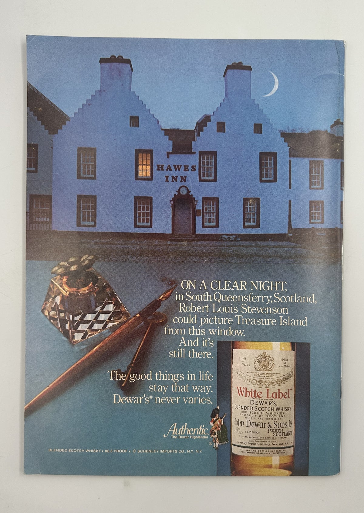 The New Yorker Magazine March 10, 1980 Snowy Mailbox Bird Eugène Mihaesco Cover VG, featuring a vintage whisky advertisement with a moonlit Scottish inn, bottle, and fishing scene.