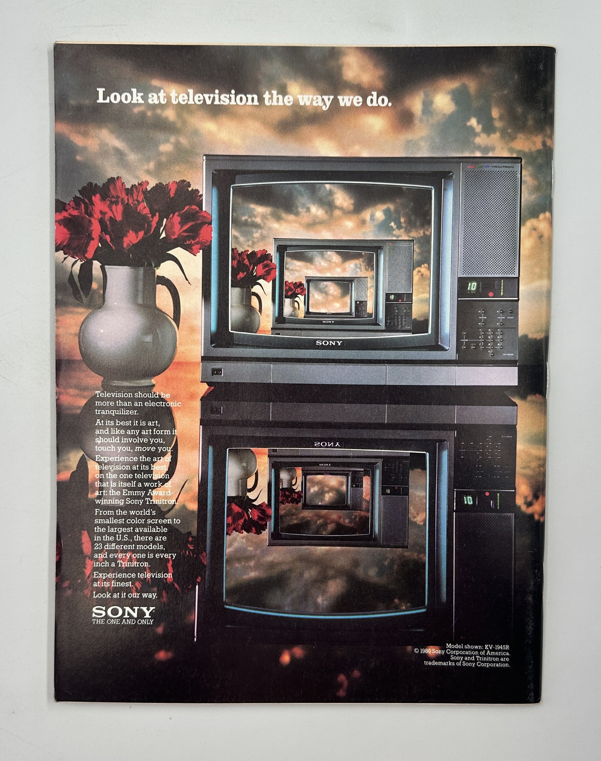 The New Yorker Magazine March 2, 1981 Arched Bridge Charles E. Martin Cover VG, interior Sony television advertisement showing multiple screens displaying a vase and flowers