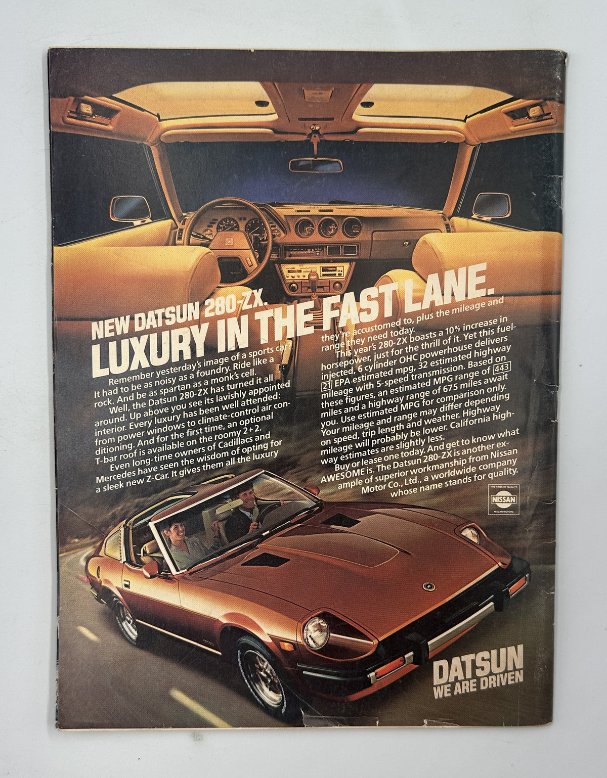 The New Yorker Magazine February 23, 1981 Top-Hatted Gentleman Portrait Rea Irvin Cover, featuring an interior Datsun 280ZX luxury sports car advertisement.