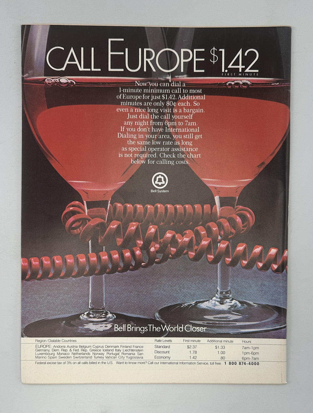 The New Yorker Magazine August 1, 1983 Bicycle Shop Interior J. J. Sempé Cover VG, back cover featuring a Call Europe $1.42 telephone advertisement with red wine glasses.