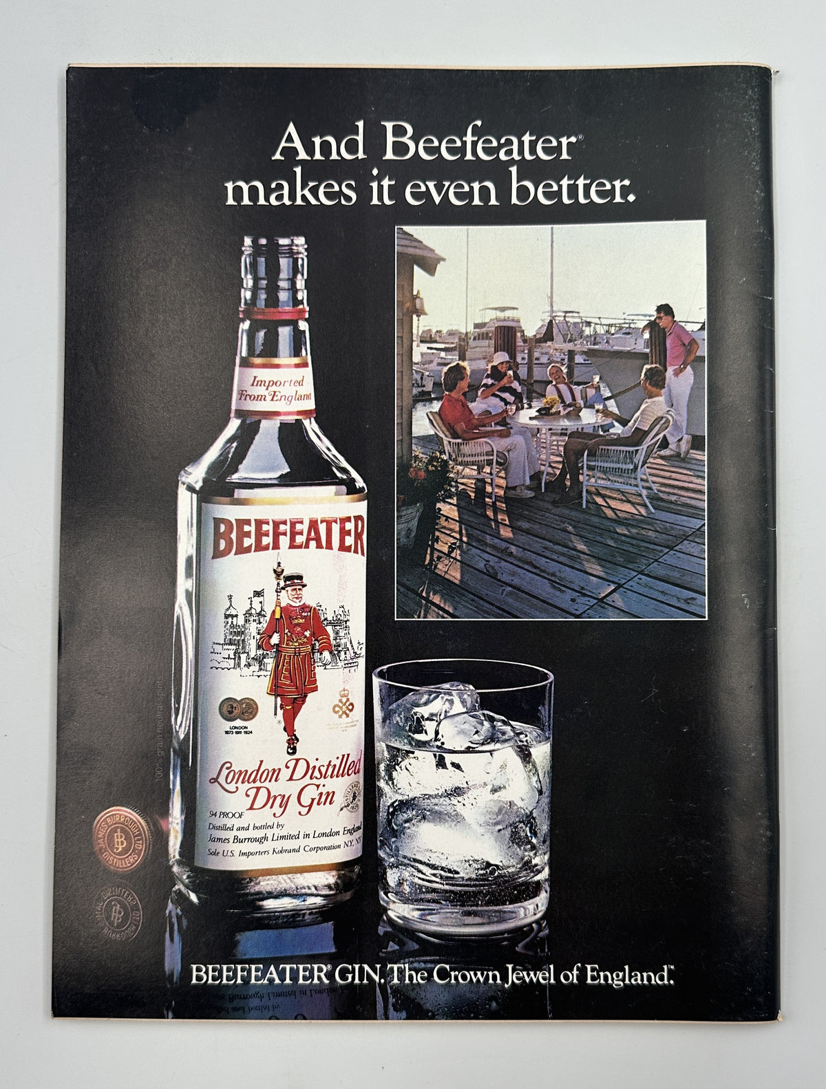 The New Yorker Magazine May 9, 1983 Folding Screen Birds Eugène Mihaesco Cover VG, interior Beefeater Gin advertisement showing a gin bottle, glass, and outdoor dining scene.