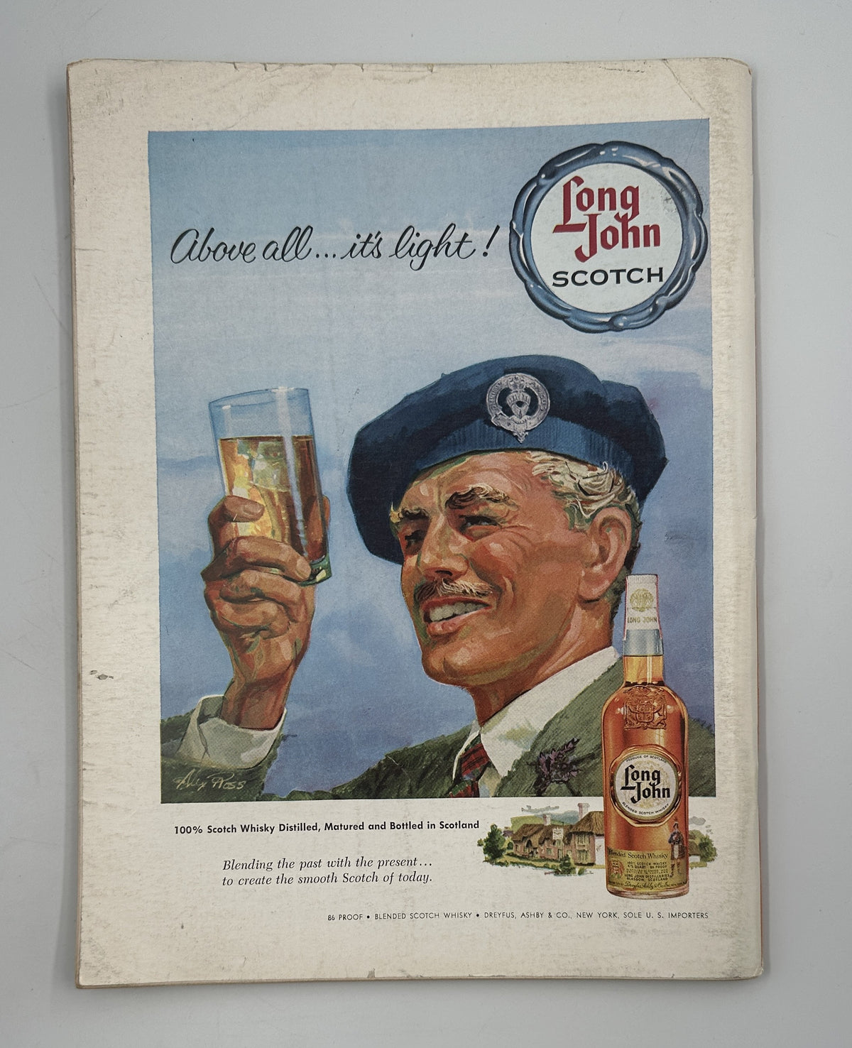 The New Yorker Magazine November 26, 1960 Thanksgiving Turkey Abe Birnbaum Cover, interior vintage Long John Scotch advertisement featuring a man raising a glass beside a whisky bottle.