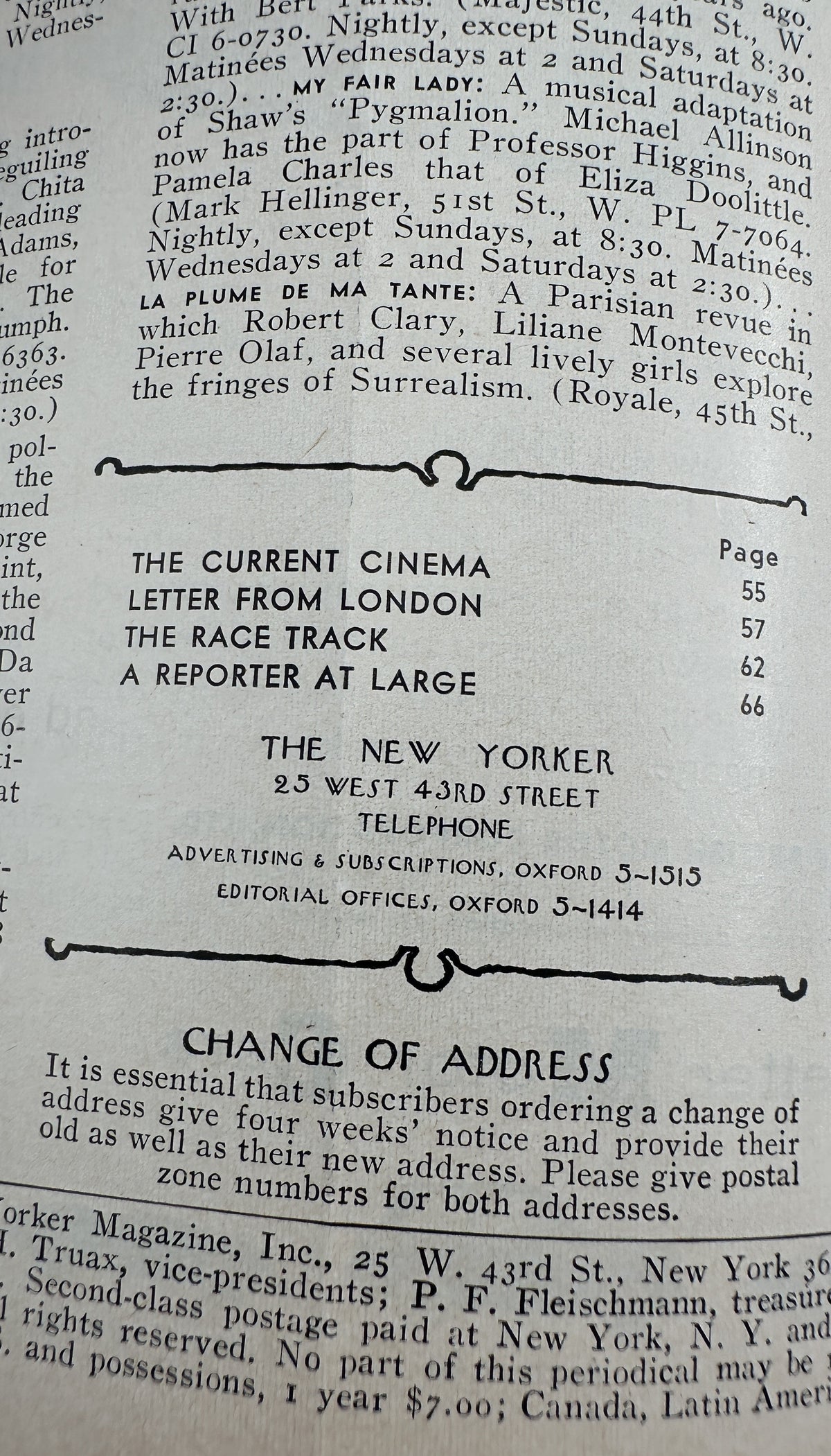 The New Yorker Magazine July 9, 1960 Red TV Cartoon Panels Perry Barlow Cover table of contents page featuring The Current Cinema, Letter from London, The Race Track, and A Reporter at Large