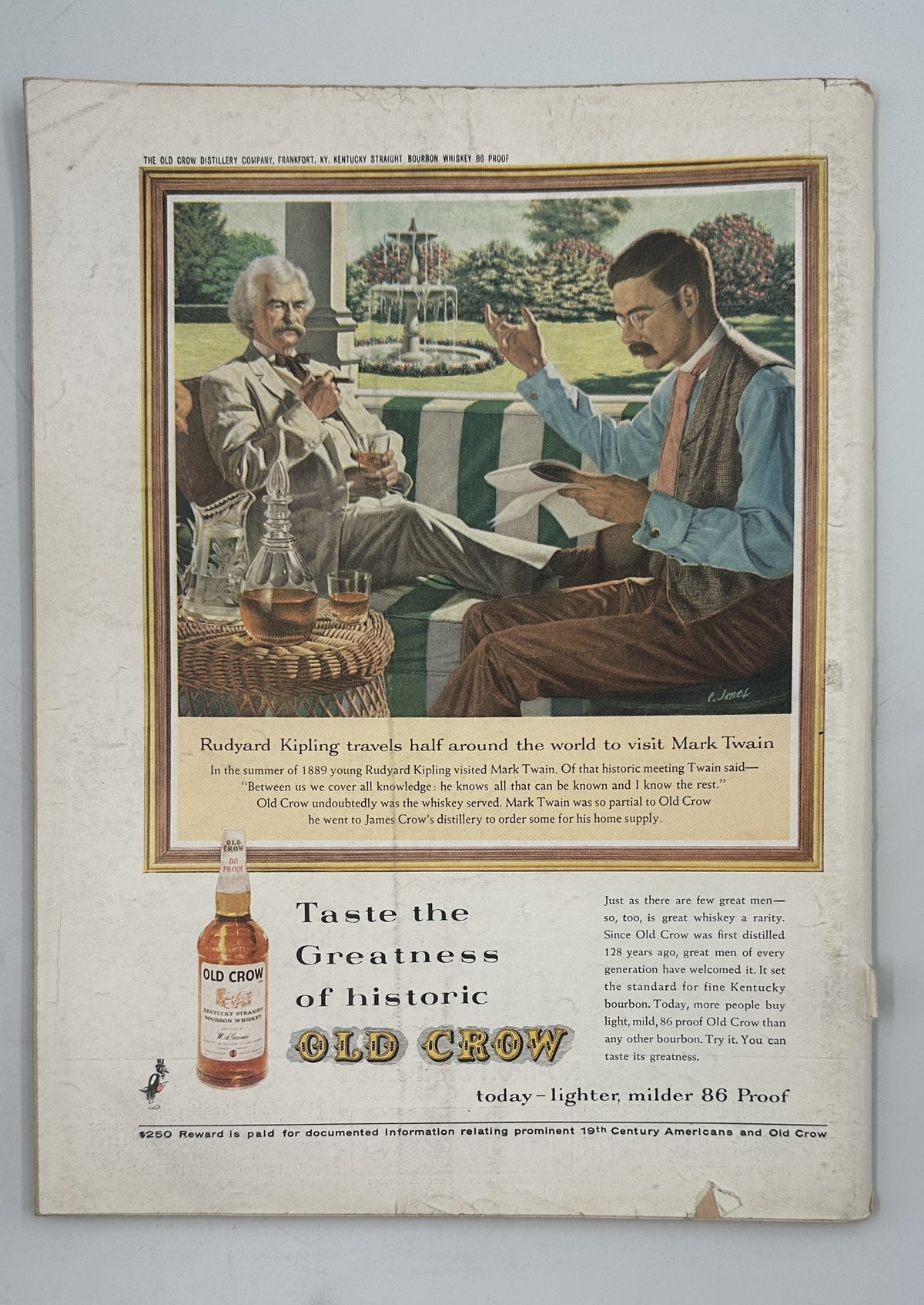 The New Yorker Magazine April 6, 1963 Picture Frame Shop Anatol Kovarsky Cover, showing the vintage back cover featuring a Grattano's Old Crow whiskey advertisement.