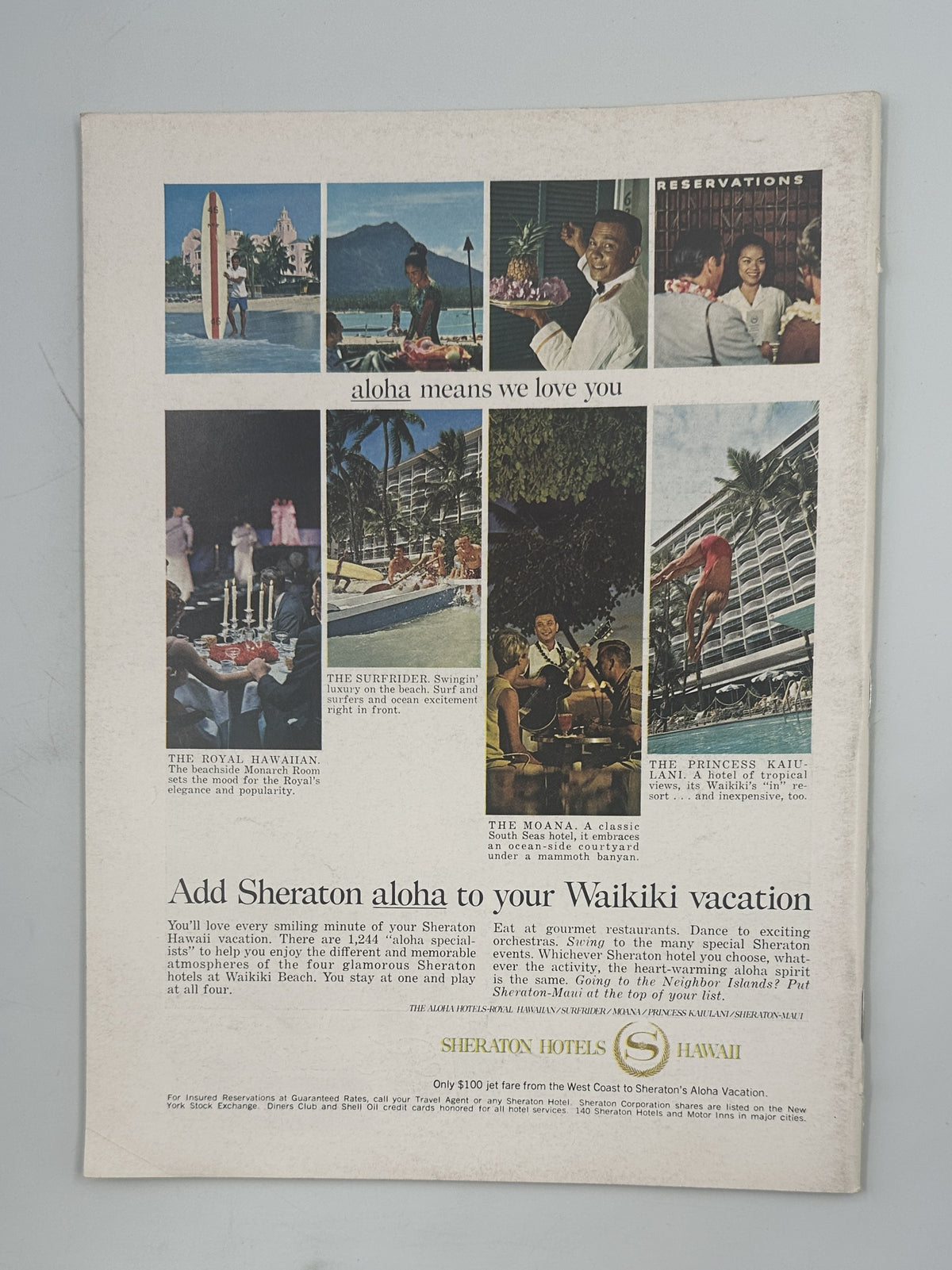 The New Yorker Magazine January 7, 1967 Snowflake Art Laura Jean Allen Cover VG, featuring a Sheraton Waikiki vacation advertisement with colorful Hawaii travel photographs.