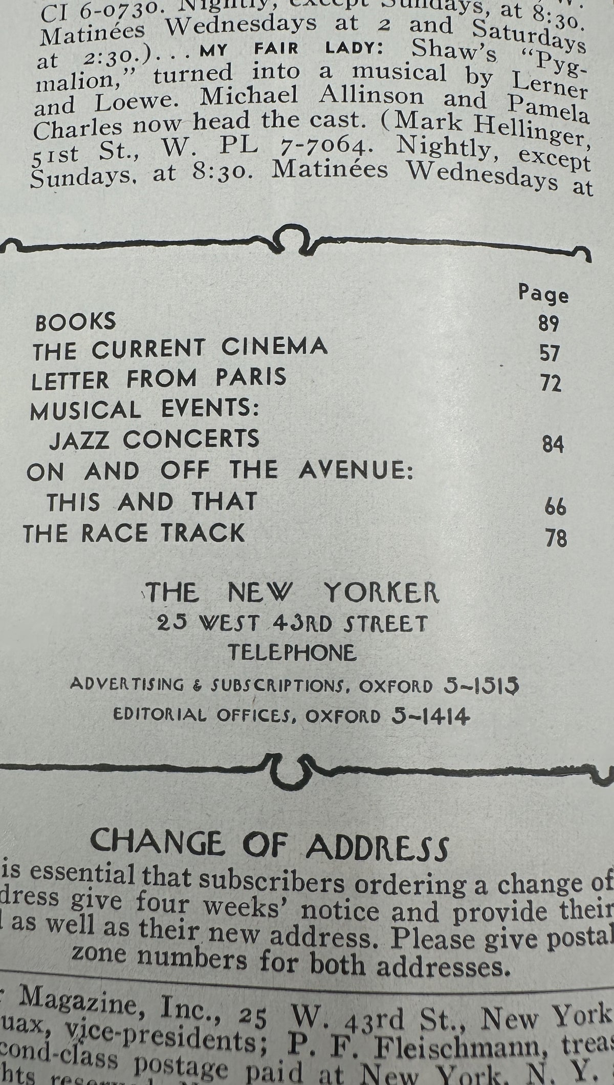 The New Yorker Magazine July 16, 1960 Postcard Rack Beach Sailing Beatrice Szanton Cover VG interior table of contents page showing Books, The Current Cinema, Letter from Paris, Musical Events, Jazz Concerts, This and That, and The Race Track listings.