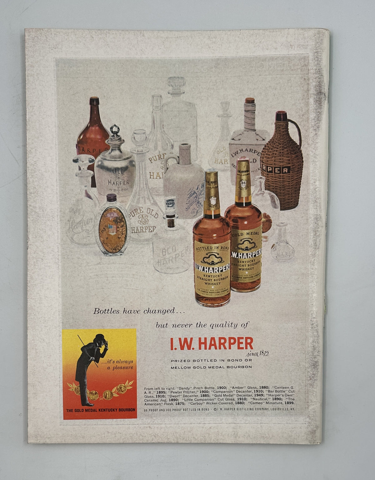 The New Yorker Magazine March 13, 1965 Park Bench Evening Art Charles Martin Cover VG, featuring a vintage I.W. Harper whiskey advertisement with illustrated liquor bottles.