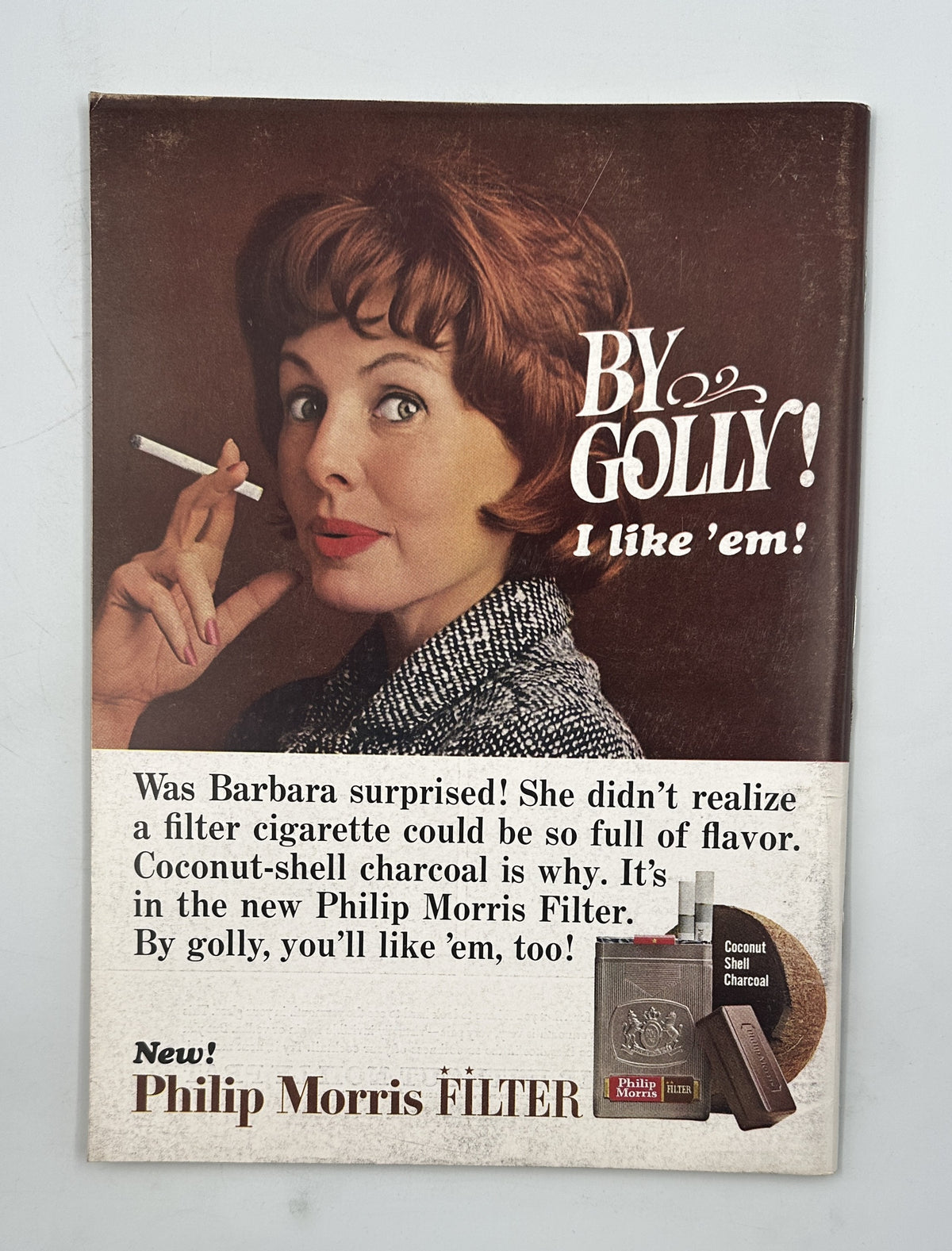 The New Yorker Magazine February 20, 1965 Top Hat Man Butterfly Rea Irvin Cover VG interior vintage Philip Morris Filter cigarette advertisement featuring Barbara and the slogan “By golly! I like ’em!”