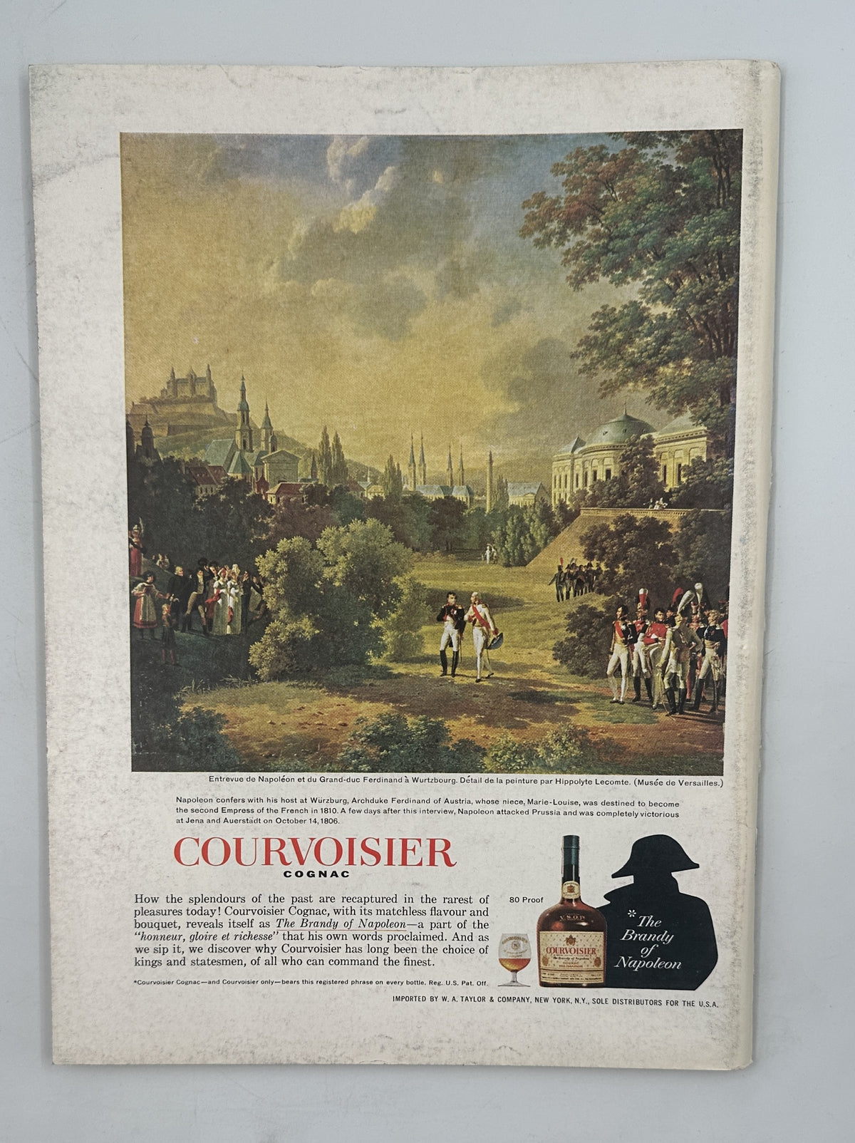 The New Yorker Magazine April 24, 1965 City Building Vietnam Abe Birnbaum Cover VG, showing an interior Courvoisier cognac advertisement with a historic European landscape and bottle illustration.