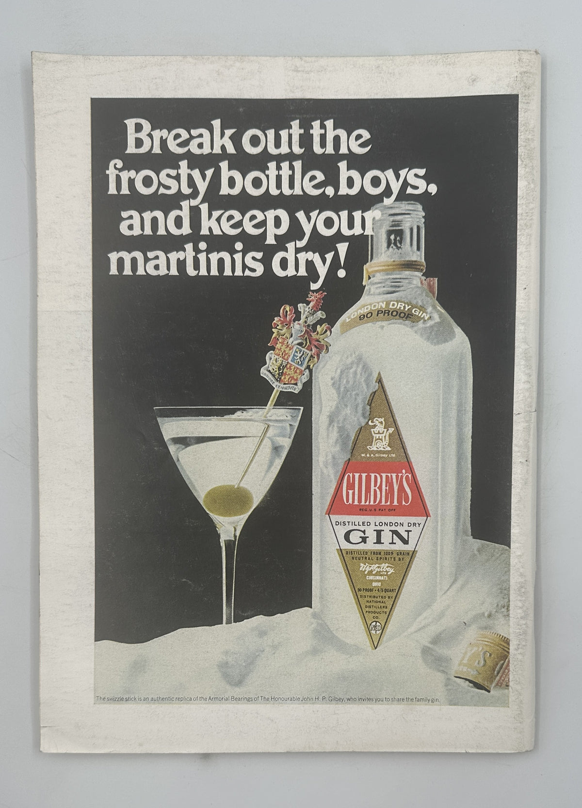 The New Yorker Magazine October 11, 1969 Patchwork Leaves Charles E. Martin Cover interior vintage Gilbey's Gin advertisement featuring a frosty bottle, martini glass, and floral garnish