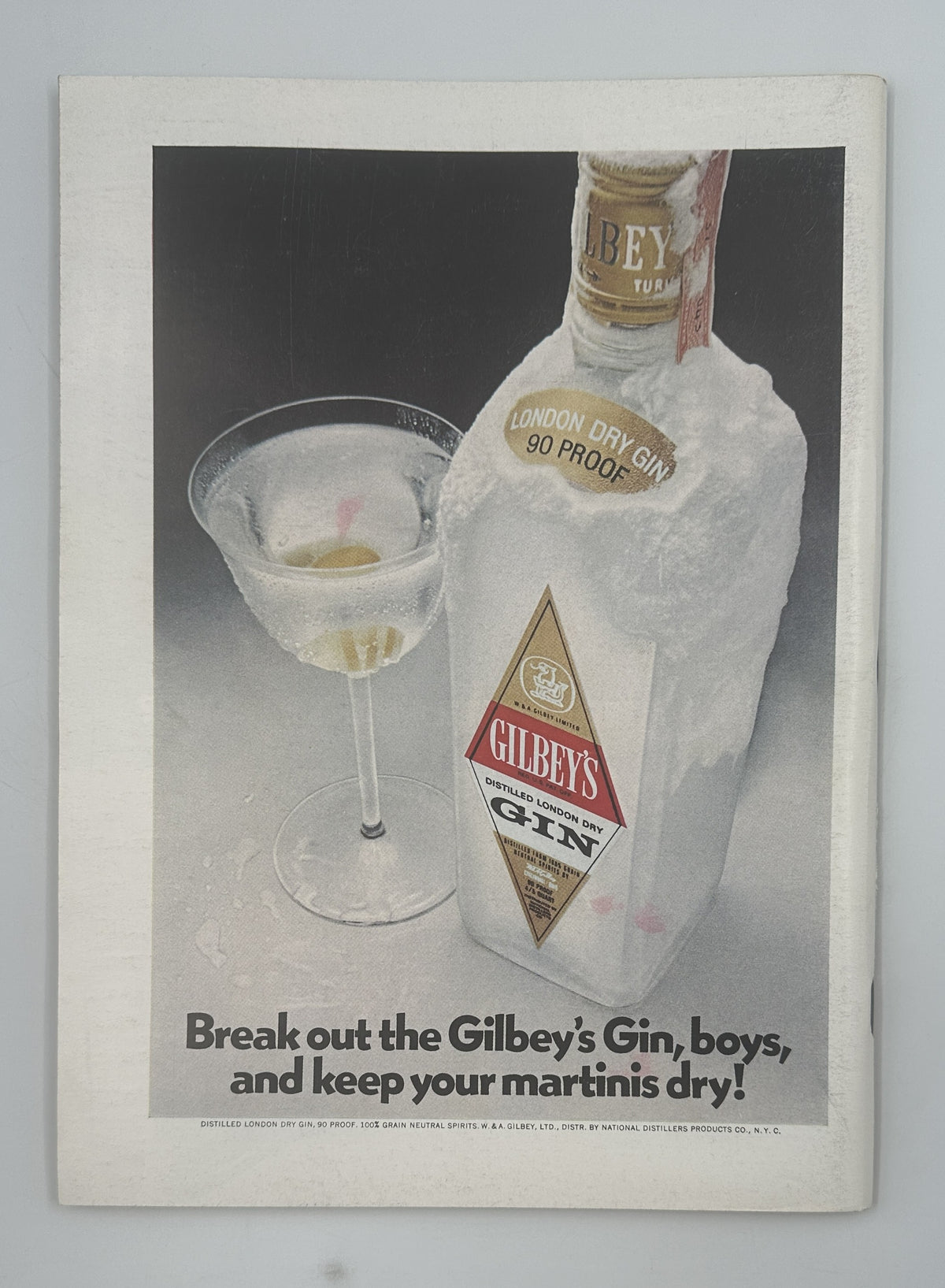 The New Yorker Magazine November 5, 1973 Crowd Hats Jean-Michel Folon Cover VG, featuring a vintage Gilbert's Gin advertisement with a martini glass and gin bottle.