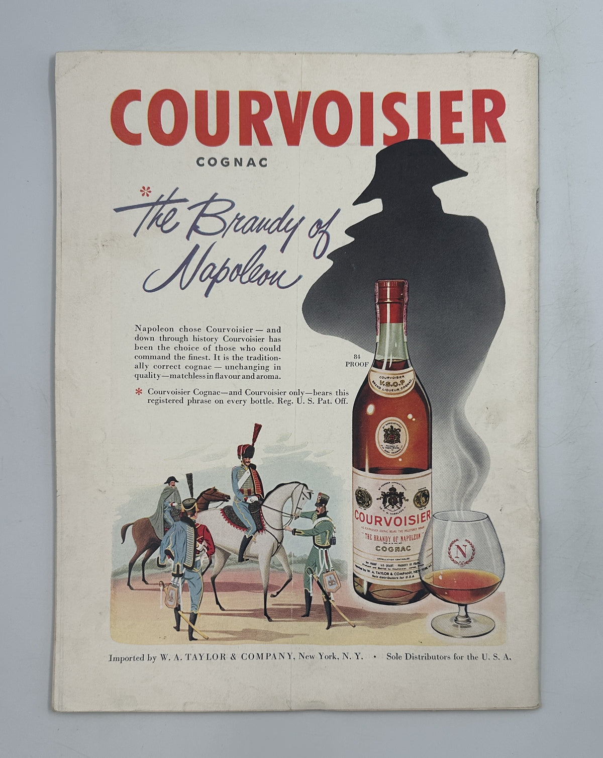 The New Yorker Magazine January 19, 1952 Snowstorm Garrett Price Cover featuring a vintage Courvoisier Cognac advertisement with Napoleon imagery