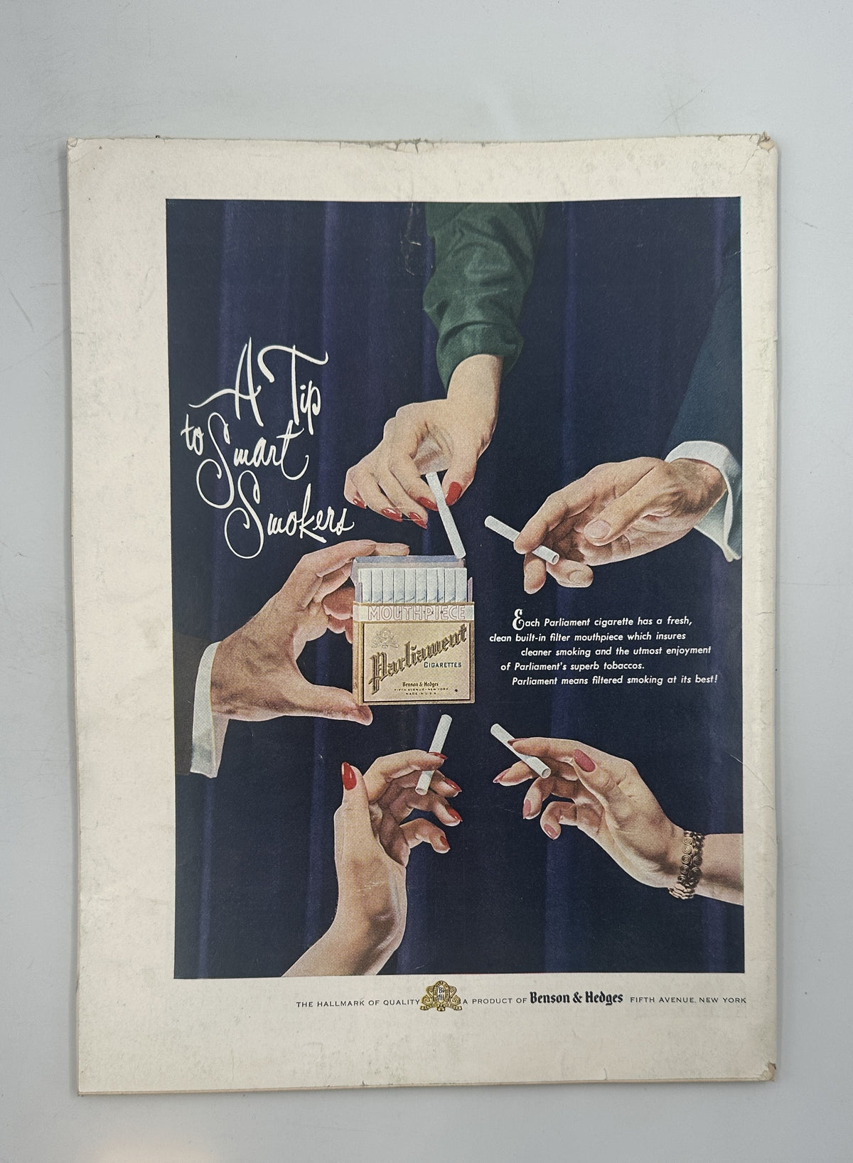 The New Yorker Magazine May 2, 1953 Parking Lot Night Arthur Getz Cover showing a vintage back-cover tobacco advertisement with hands lighting cigarettes.