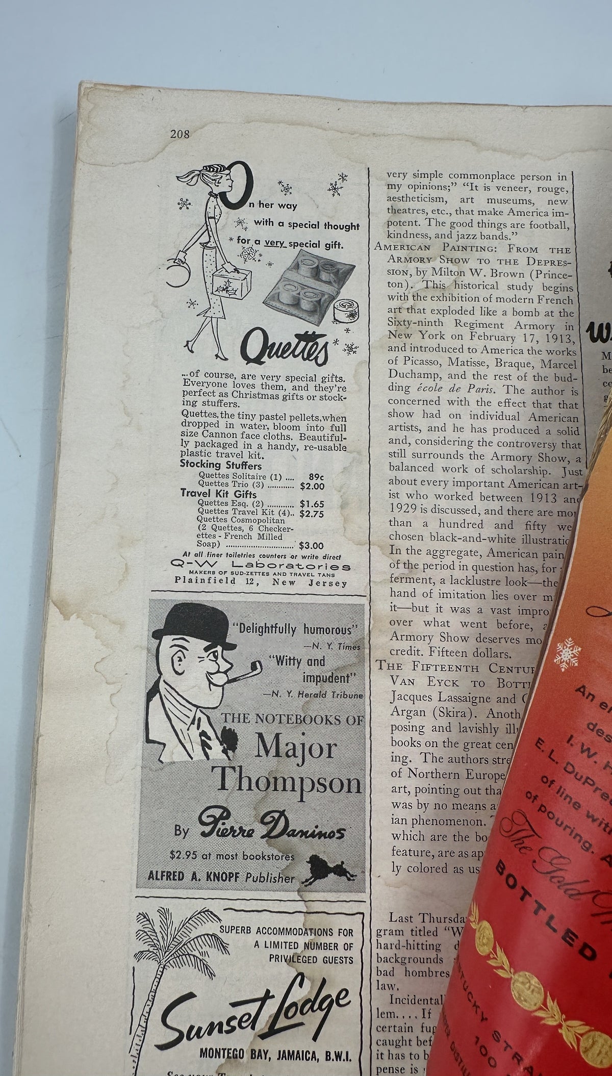 The New Yorker Magazine December 10, 1955 Christmas City Lights Daniel Brustlein Cover interior page showing vintage advertisements, magazine text, and contents