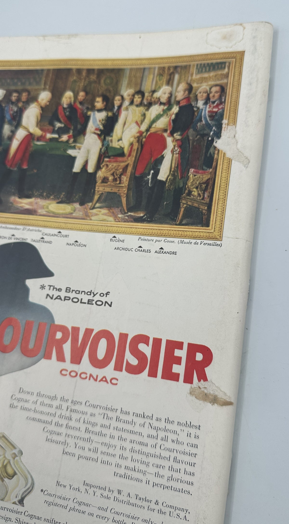 The New Yorker Magazine September 28, 1957 County Fair Ilonka Karasz Cover shown with an interior Courvoisier Cognac advertisement featuring Napoleon and a historical painting.