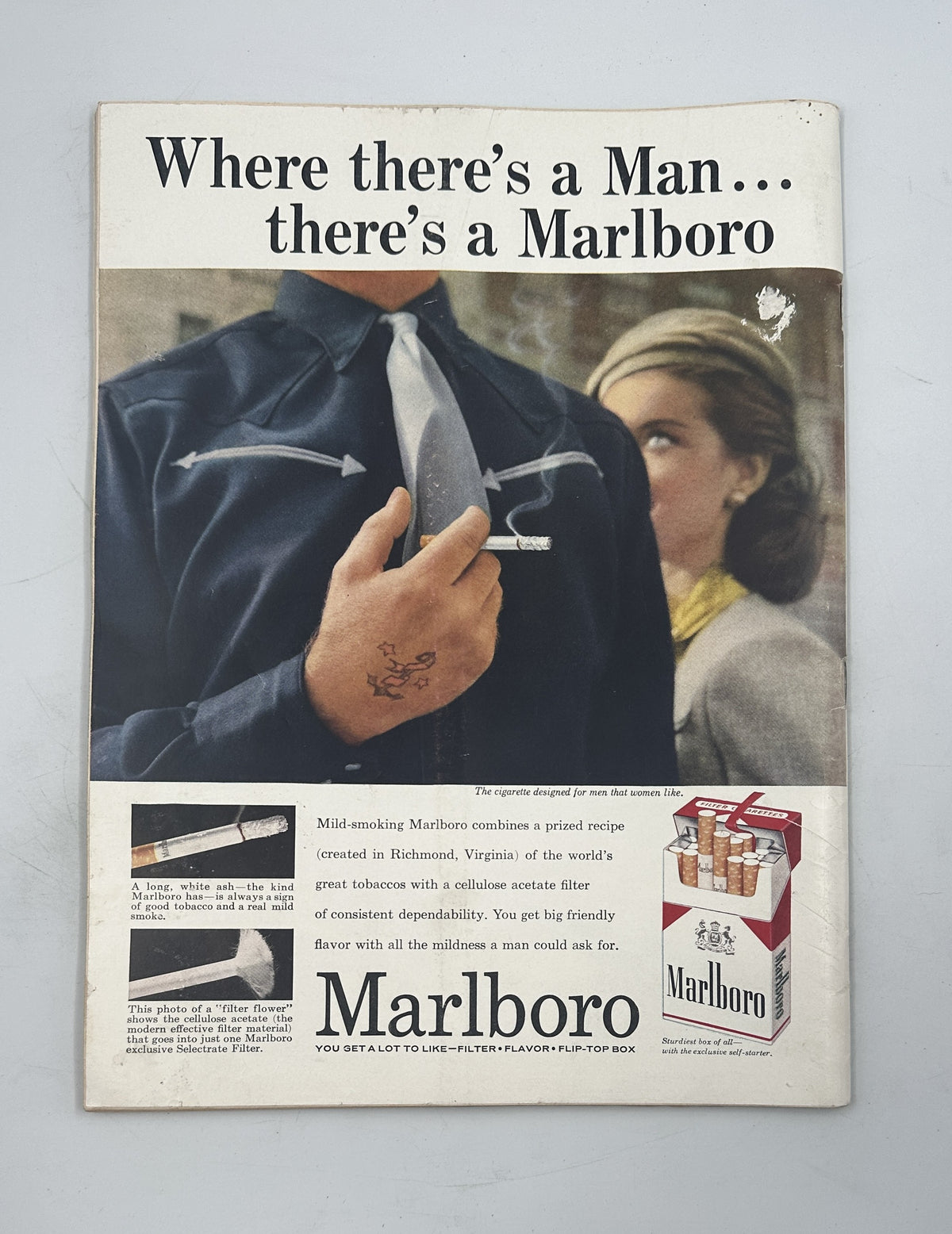 The New Yorker Magazine May 24, 1958 Mexican Market Sombrero Robert Kraus Cover showing a full-page vintage Marlboro advertisement reading Where there's a Man... there's a Marlboro.