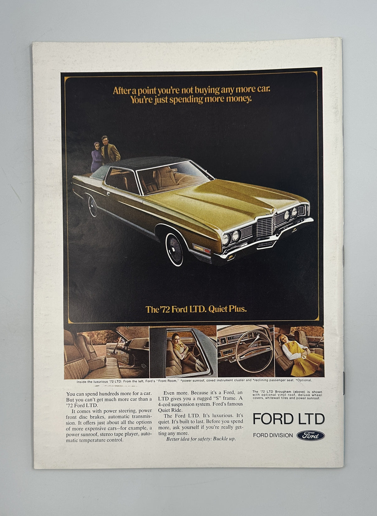 The New Yorker Magazine January 22, 1972 Winter Skyline Moon Charles Martin Cover VG, interior full-page Ford LTD automobile advertisement with a gold vintage sedan