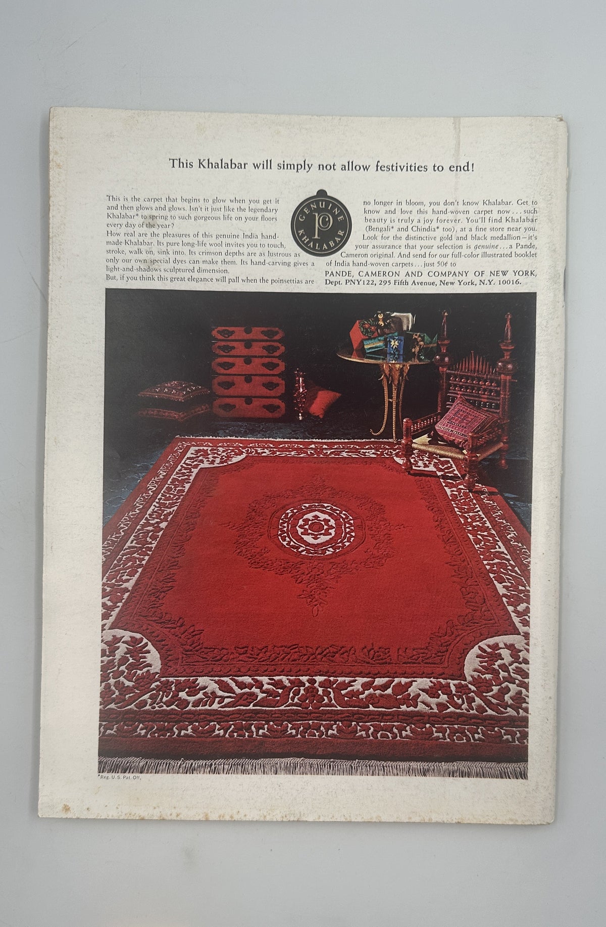 The New Yorker Magazine December 2, 1972 Cocktail Party Arthur Getz Cover VG, back cover featuring a vintage red rug advertisement.