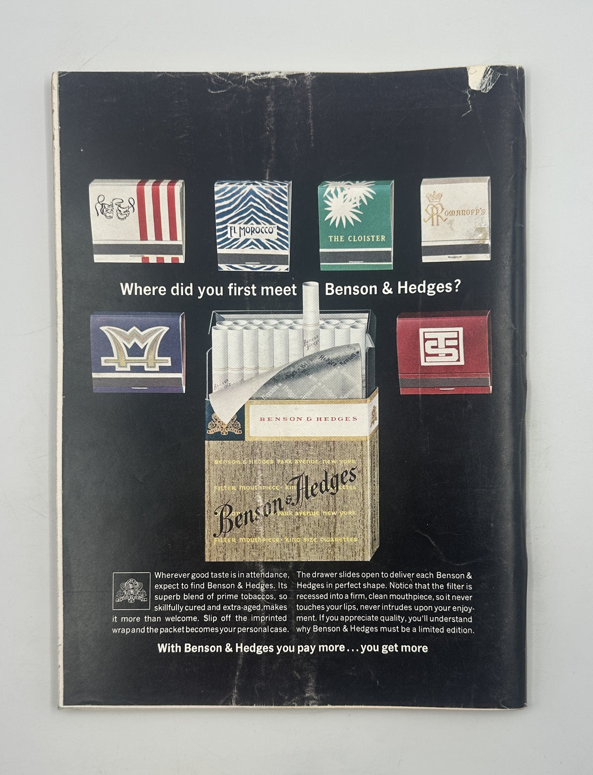The New Yorker Magazine October 6, 1962 Math Numbers Chairs Saul Steinberg Cover showing the complete back cover Benson & Hedges cigarette advertisement and signs of age-related wear.