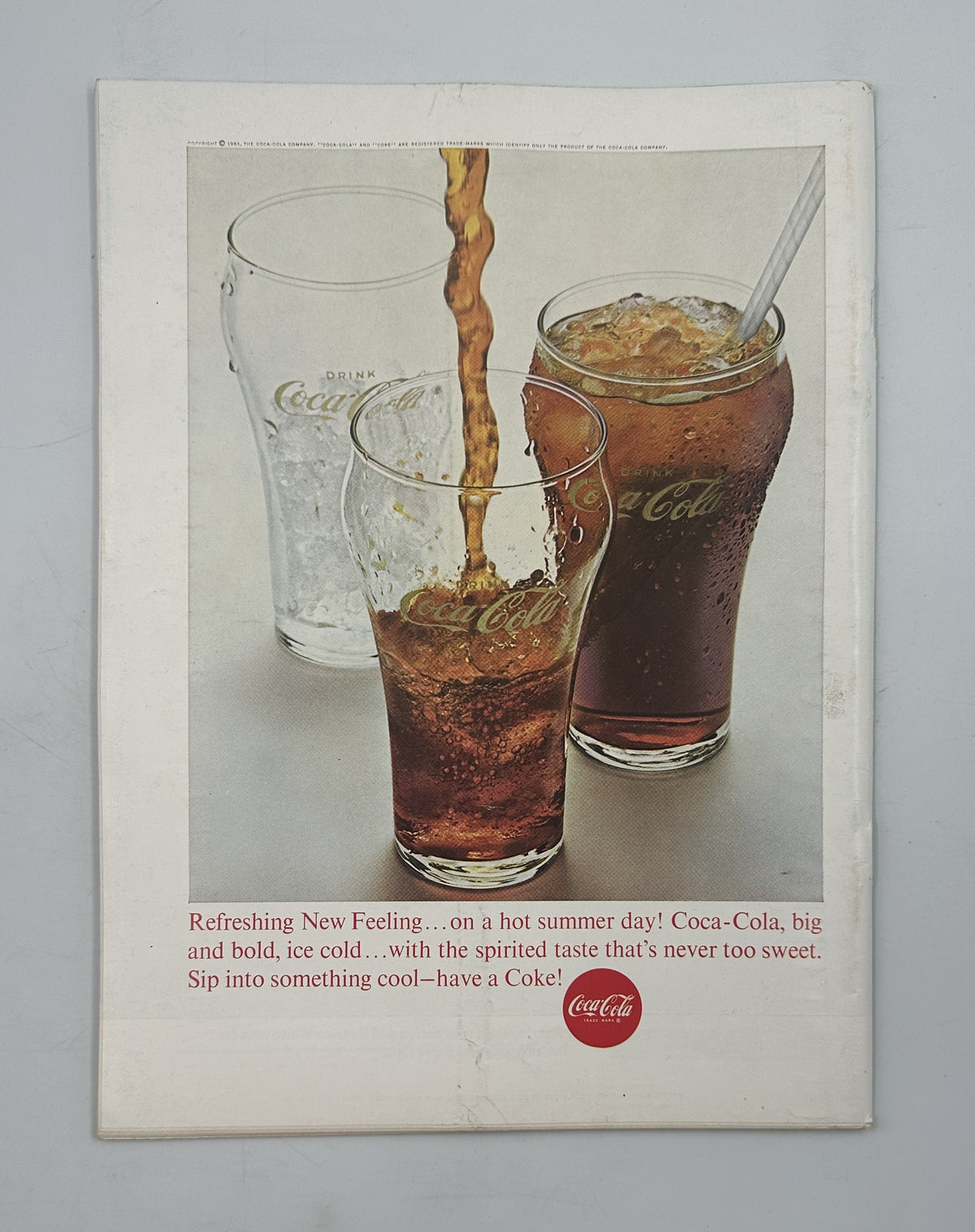 The New Yorker Magazine June 22, 1963 Rooftop Terrace Arthur Getz Cover interior Coca-Cola advertisement showing glasses of Coca-Cola with the slogan Refreshing New Feeling.