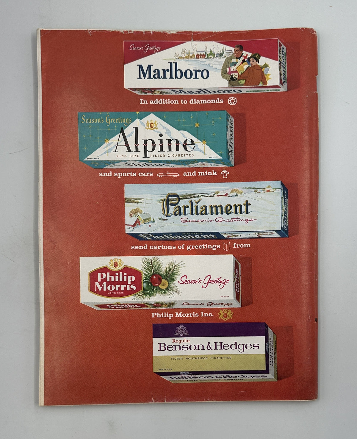The New Yorker Magazine December 12, 1959 Skyscraper Pedestrians Abe Birnbaum Cover back cover with vintage Marlboro, Alpine, Parliament, Philip Morris, and Benson & Hedges cigarette advertisements