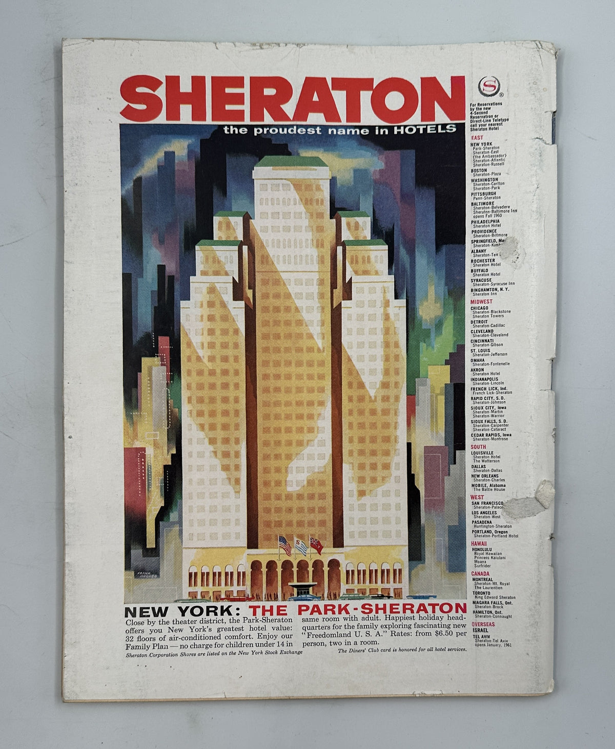 The New Yorker Magazine May 14, 1960 Nighttime City Street Spotlight Charles Martin Cover, full-page Sheraton New York hotel advertisement