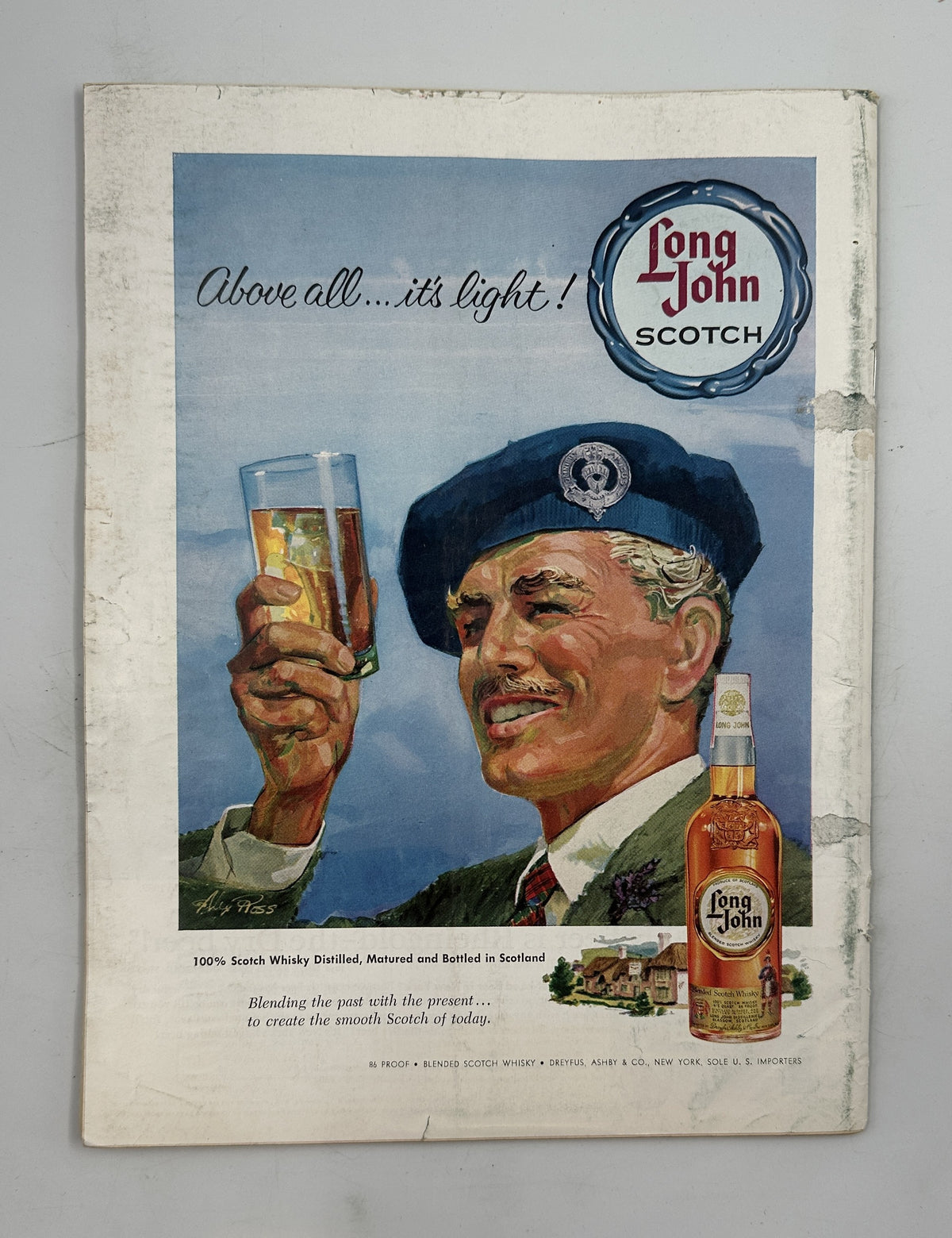 The New Yorker Magazine January 23, 1960 Antique Shop Interior Anatol Kovarsky Cover, full back cover showing a vintage Long John Scotch advertisement with a man holding a whisky glass