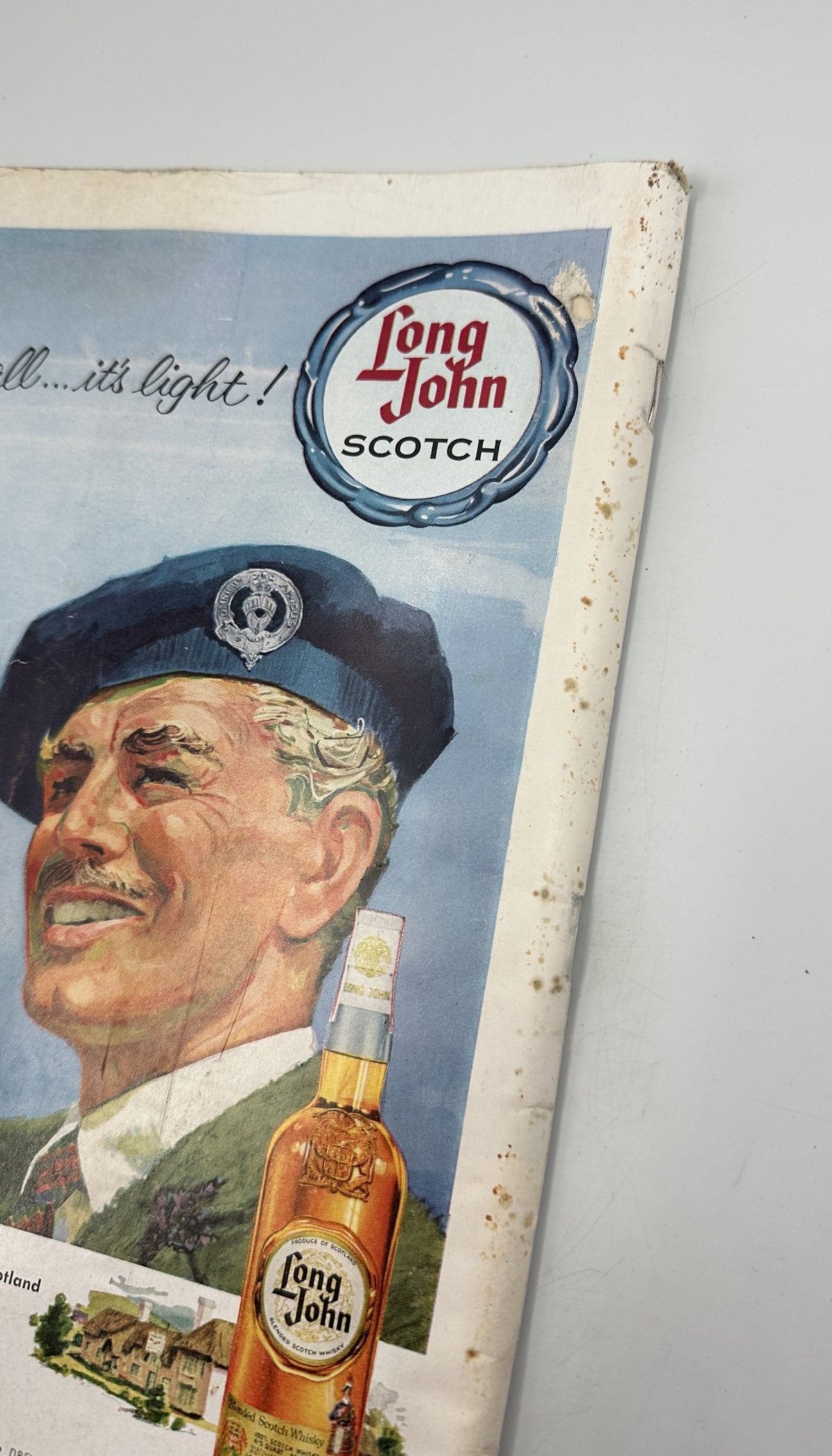 The New Yorker Magazine September 30, 1961 Amusement Park Ilonka Karasz Cover vintage Long John Scotch advertisement showing a man in a cap holding a glass and a bottle of whisky.