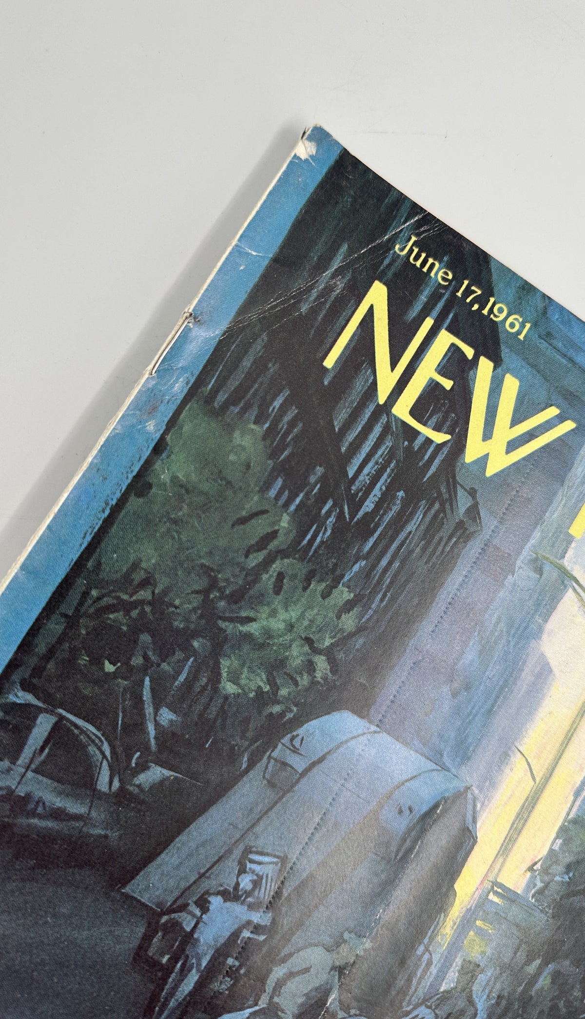 The New Yorker Magazine June 17, 1961 Garbage Collection Street Arthur Getz Cover shown in close-up, highlighting the illustrated garbage truck, street scene, and magazine cover details.
