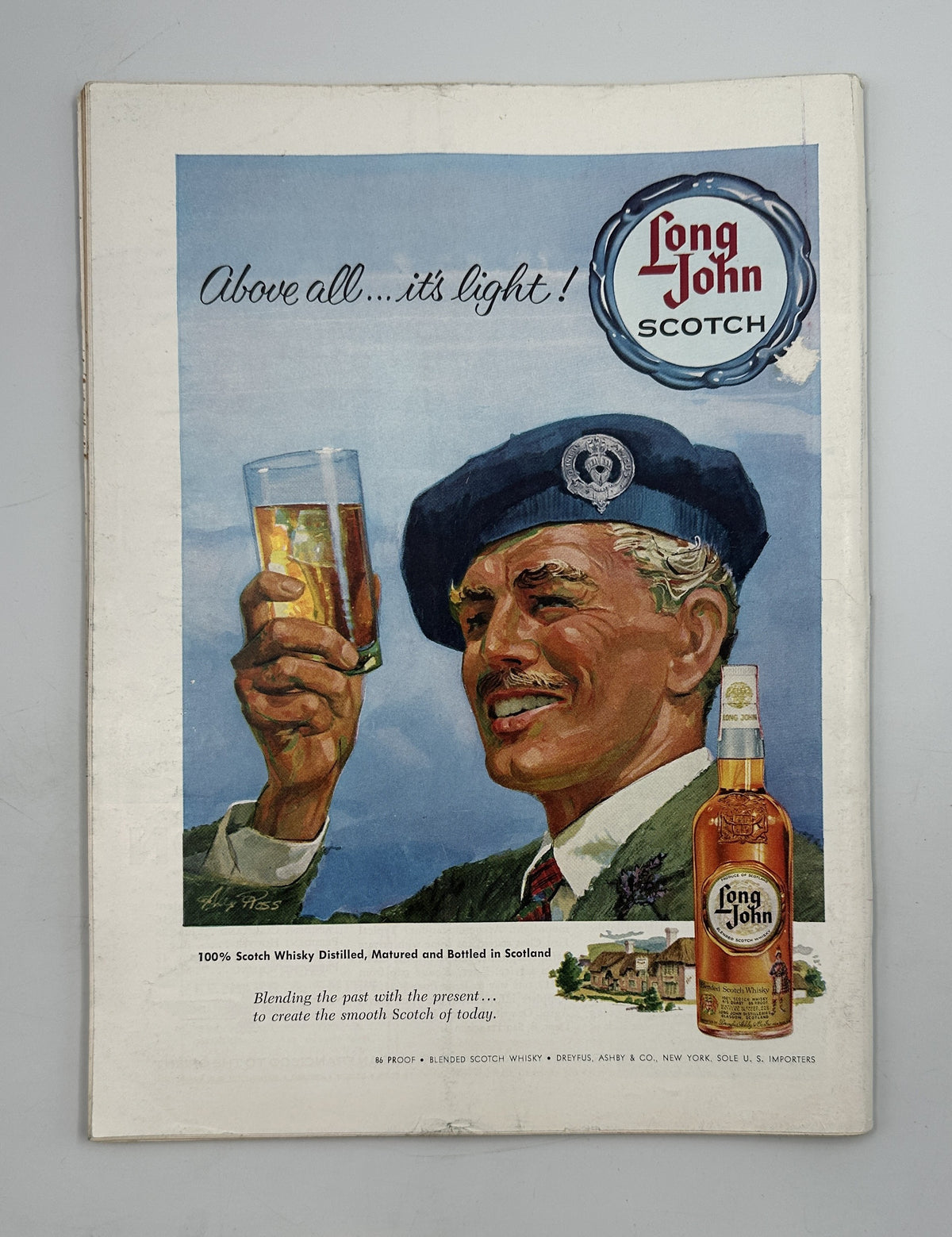 The New Yorker Magazine February 18, 1961 back cover featuring a vintage Long John Scotch whiskey advertisement with a sailor raising a glass.