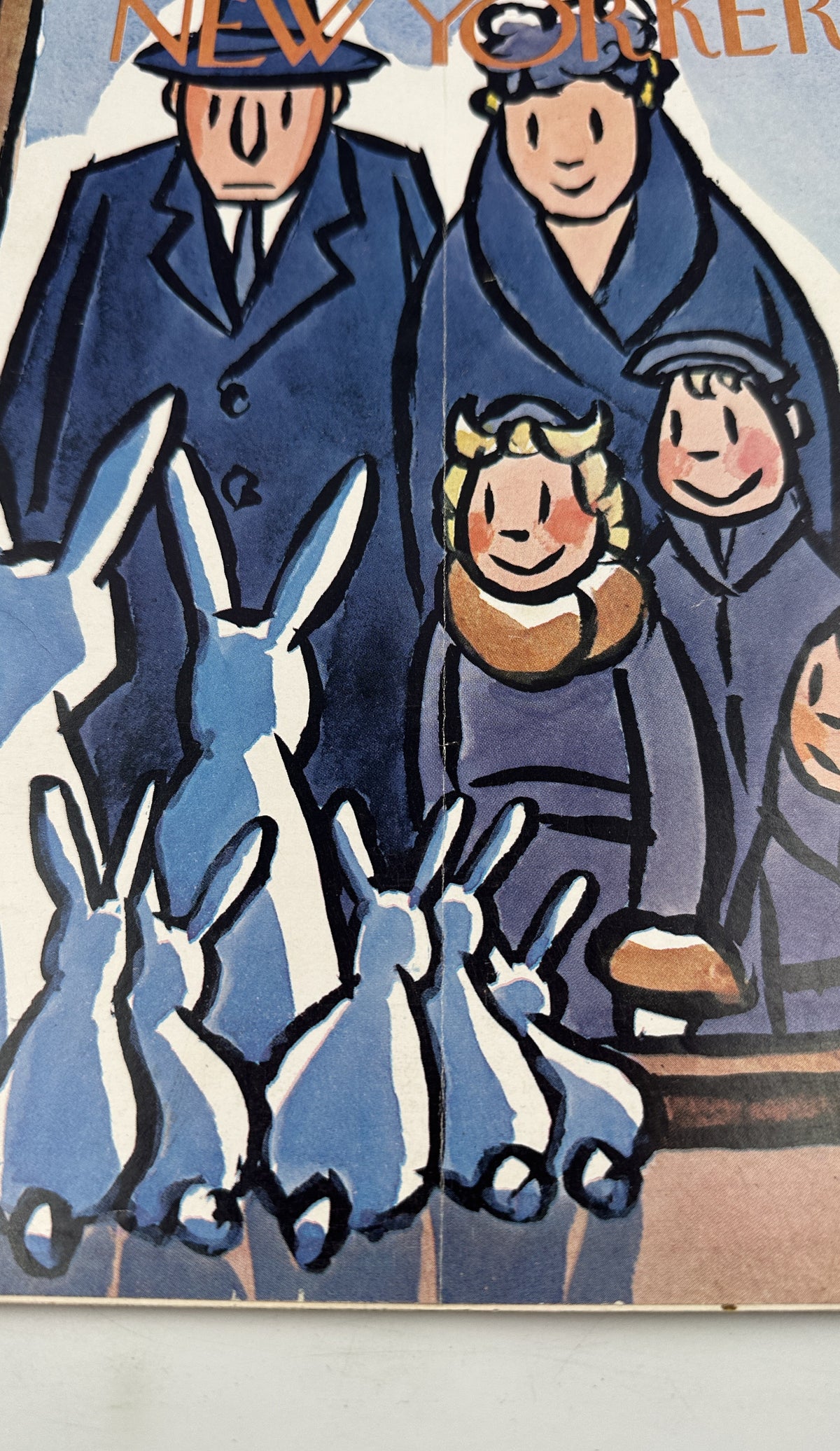 The New Yorker Magazine April 1, 1961 Family Easter Bunnies Peter Arno Cover close-up showing children and white Easter bunnies
