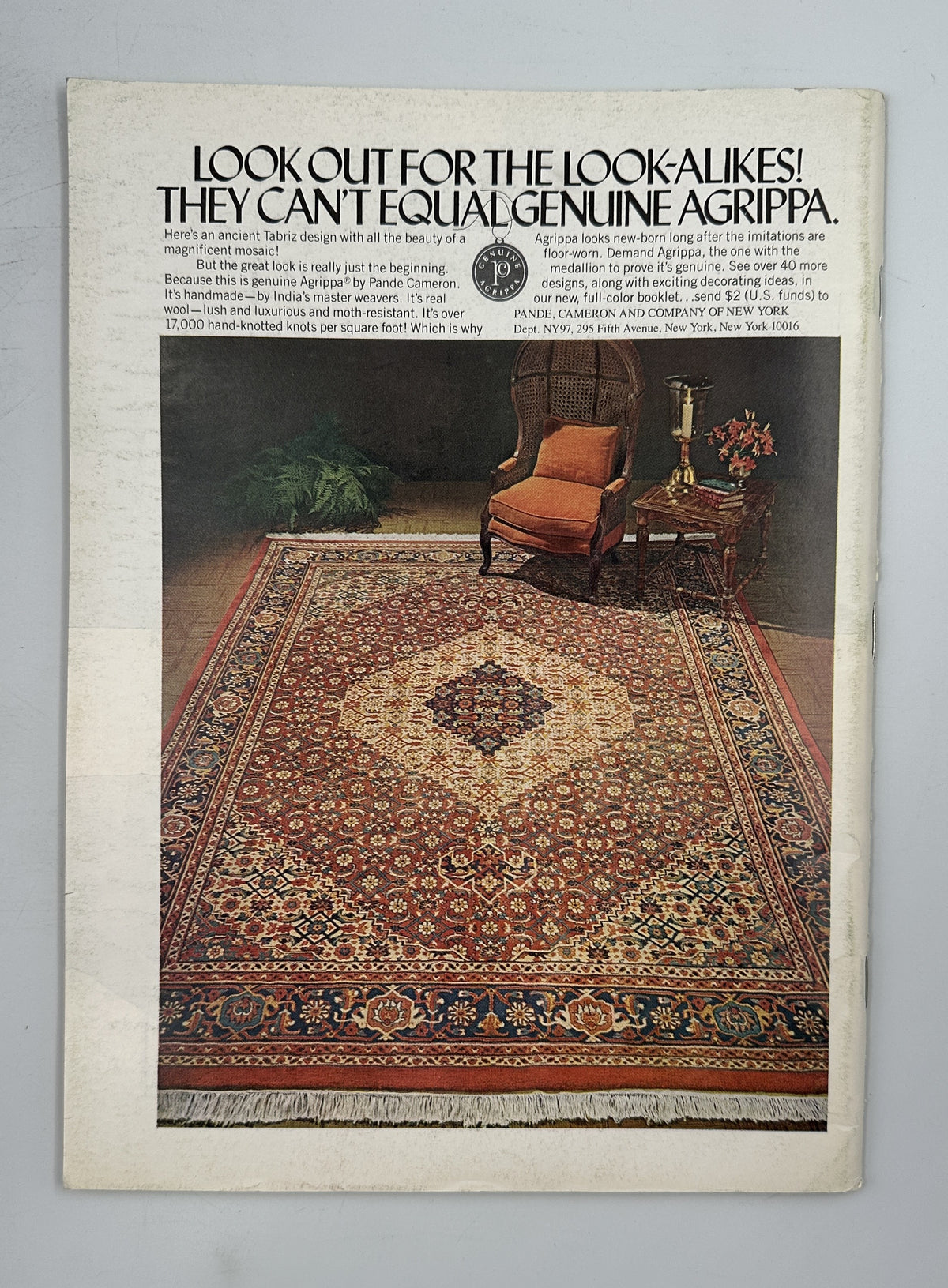 The New Yorker Magazine September 19, 1977 Autumn Estate Jenni Oliver Cover VG, showing a vintage rug advertisement with an upholstered chair.