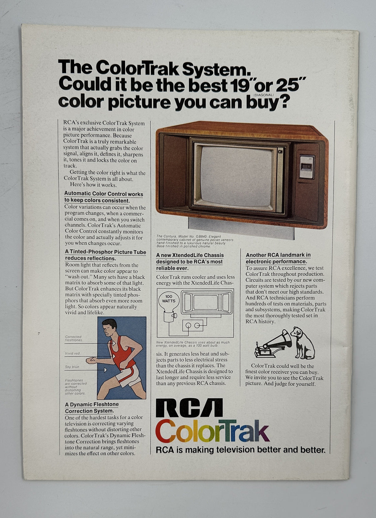 The New Yorker Magazine August 22, 1977 White Roses Floral Gretchen Dow Simpson VG interior advertisement for the RCA ColorTrak color television system