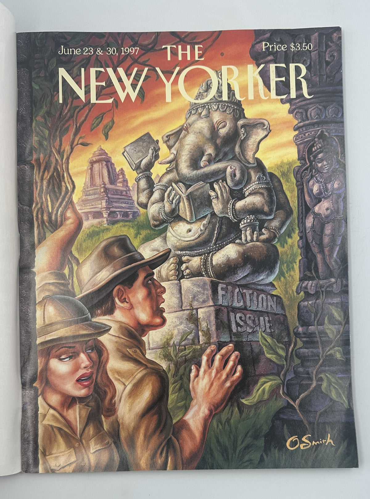 The New Yorker Magazine June 23, 1997 Ganesha Adventure Fiction Owen Smith Cover VG, alternate front-cover view showing travelers encountering an illustrated Ganesha statue in an India-themed adventure scene.