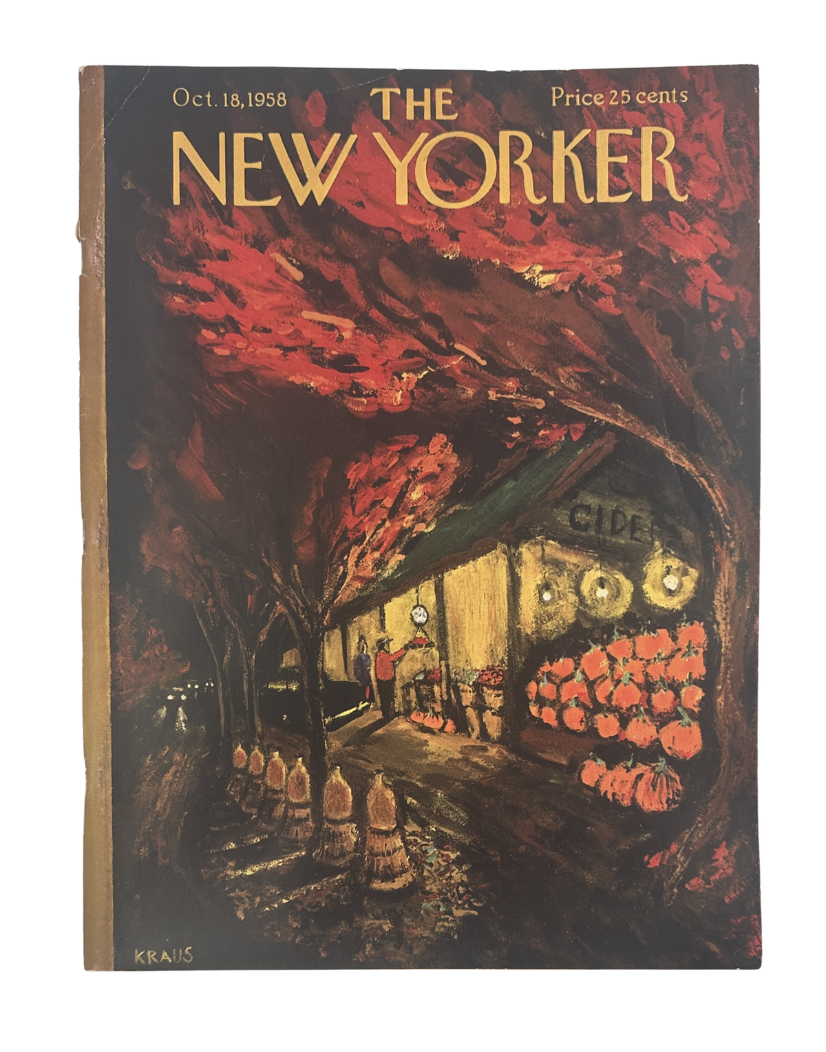 The New Yorker Magazine October 18, 1958 Cider Stand Robert Kraus Cover