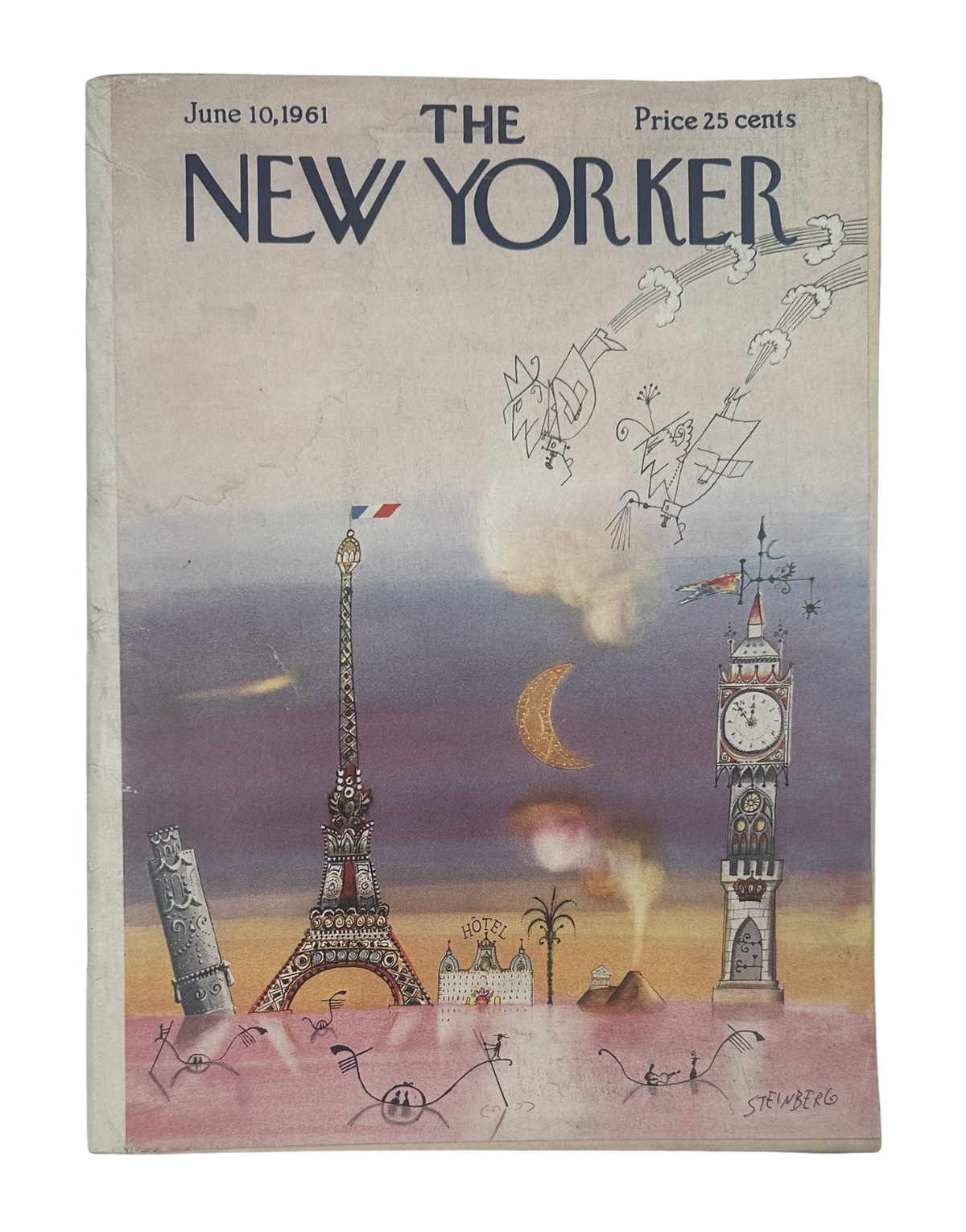 The New Yorker Magazine June 10, 1961 Paris Skyline Saul Steinberg Cover