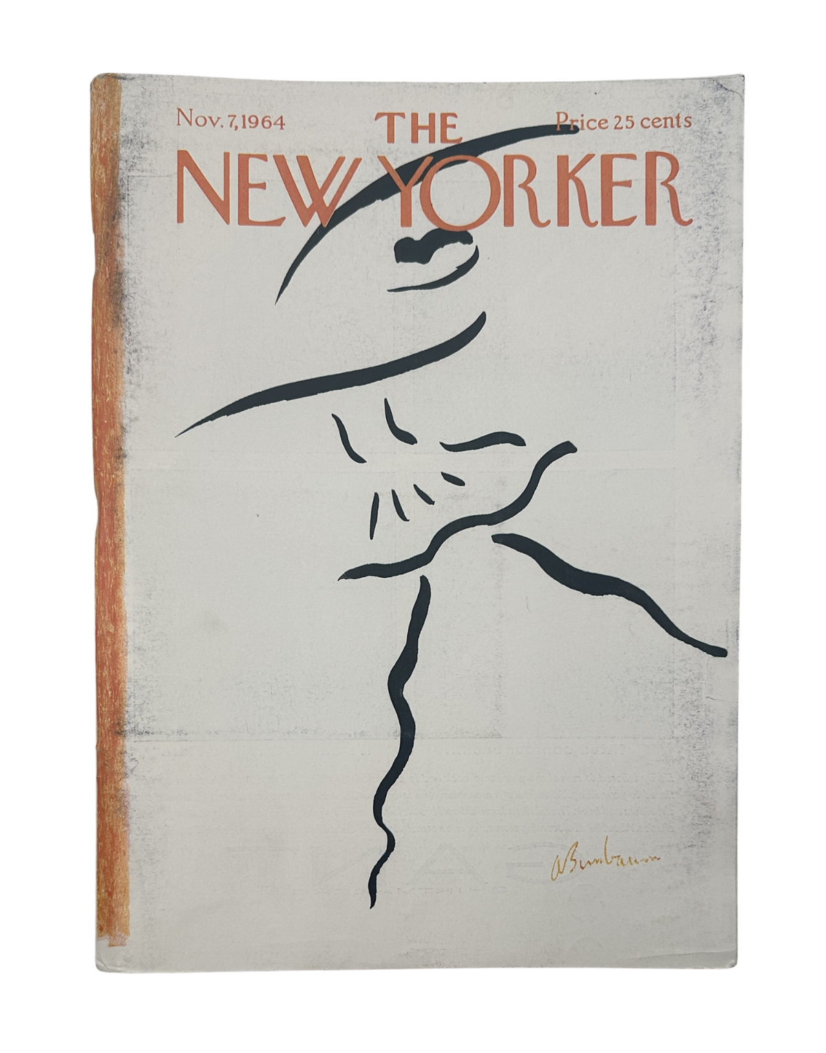 The New Yorker Magazine November 7, 1964 Abstract Face Abe Birnbaum Cover, featuring a minimalist black abstract profile illustration on a white cover.
