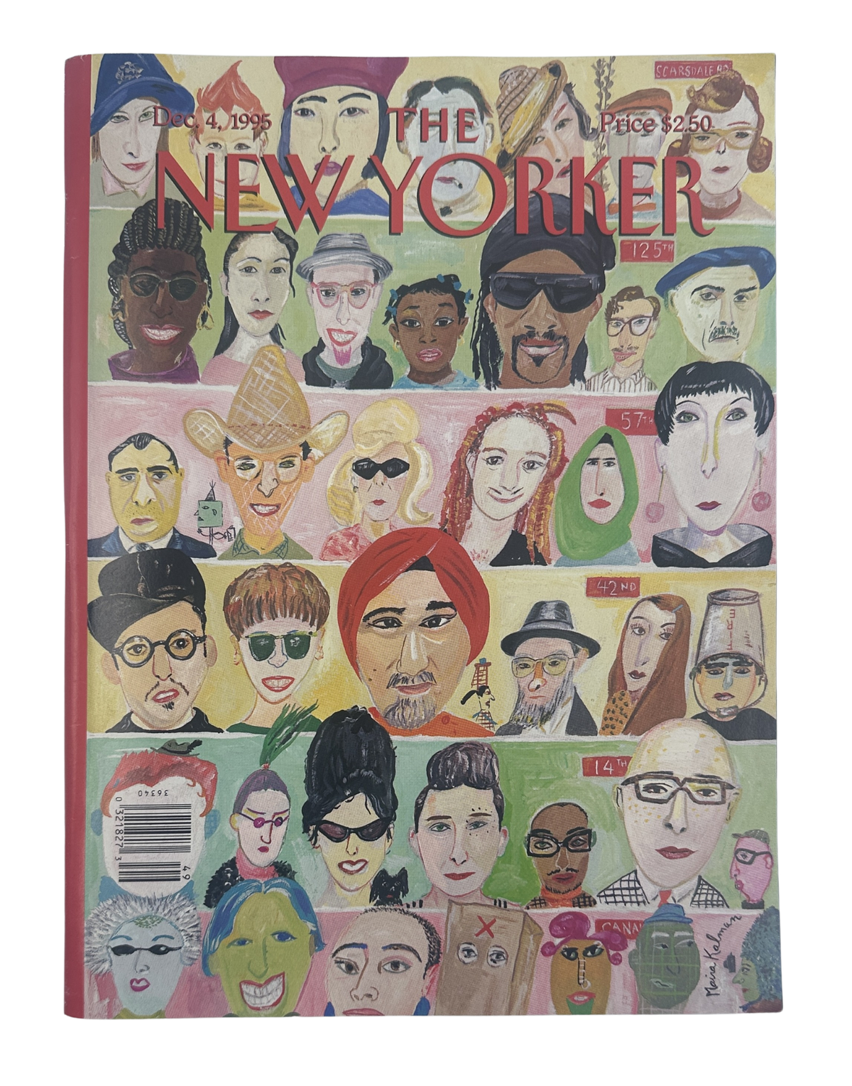 The New Yorker Magazine December 4, 1995 New York Faces Portrait Maira Kalman Cover VG, illustrated front cover featuring colorful portraits of diverse New York City faces.
