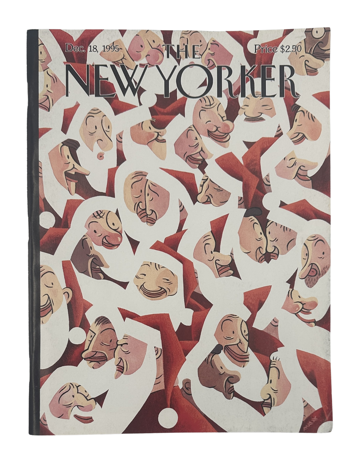 The New Yorker Magazine December 18, 1995 Santa Faces Holiday Max Cover VG, featuring a festive illustrated Santa face cover design