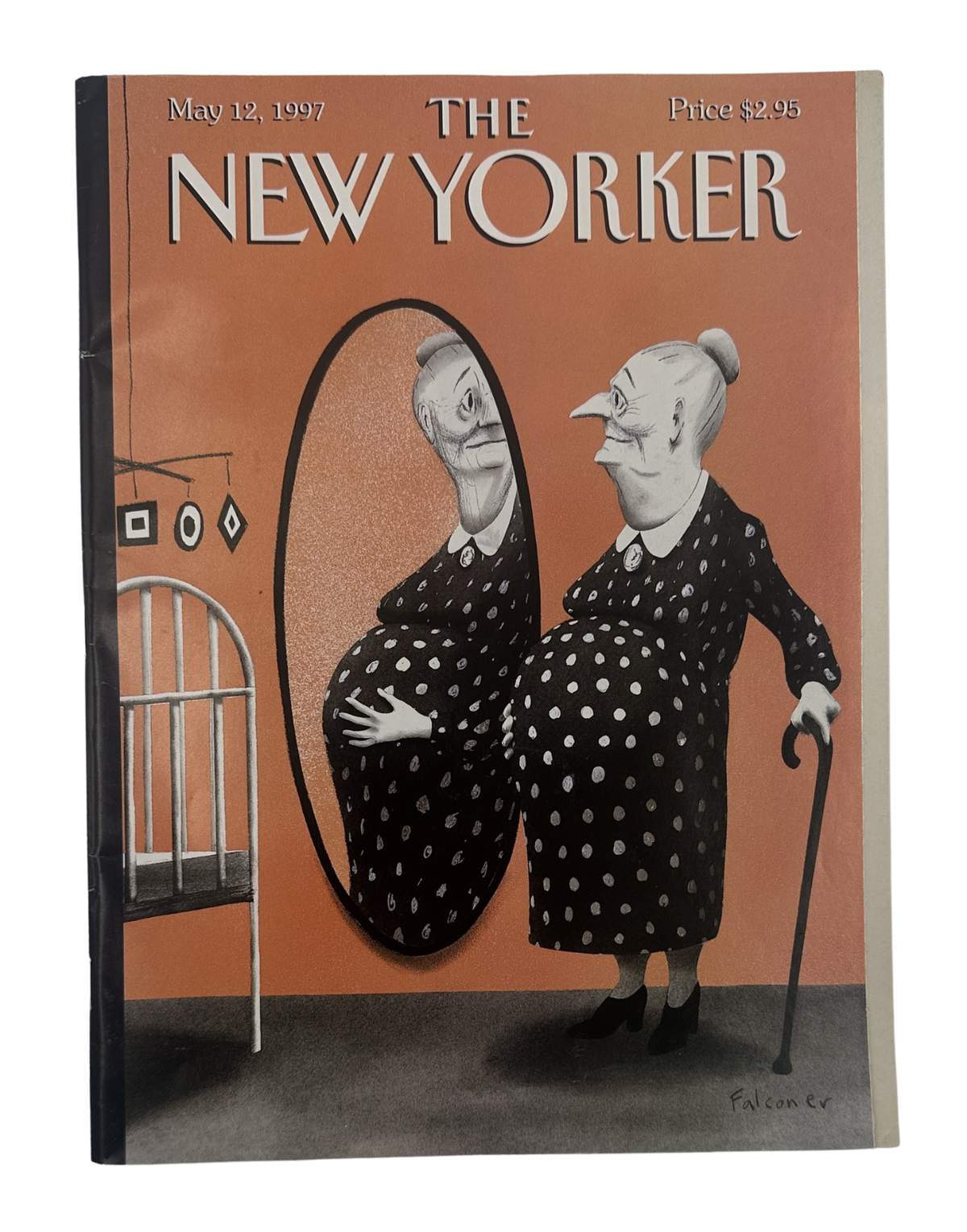 The New Yorker Magazine May 12, 1997 Mother's Day Ian Falconer Cover VG, featuring an illustrated woman viewing her reflection in a mirror on the vintage magazine cover
