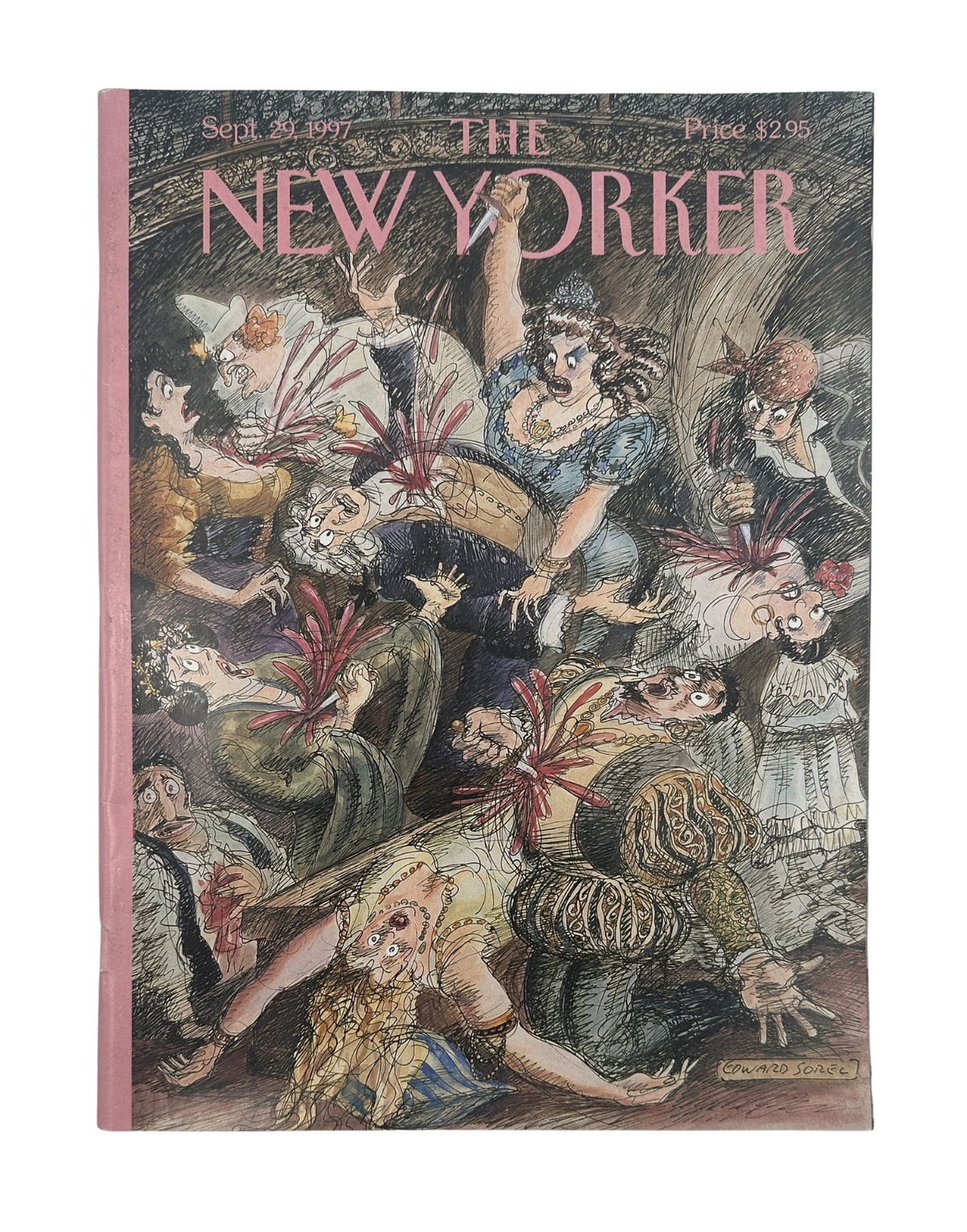 The New Yorker Magazine September 29, 1997 Theater Opening Night Edward Sorel Cover VG, front cover featuring an illustrated theater audience and performers.