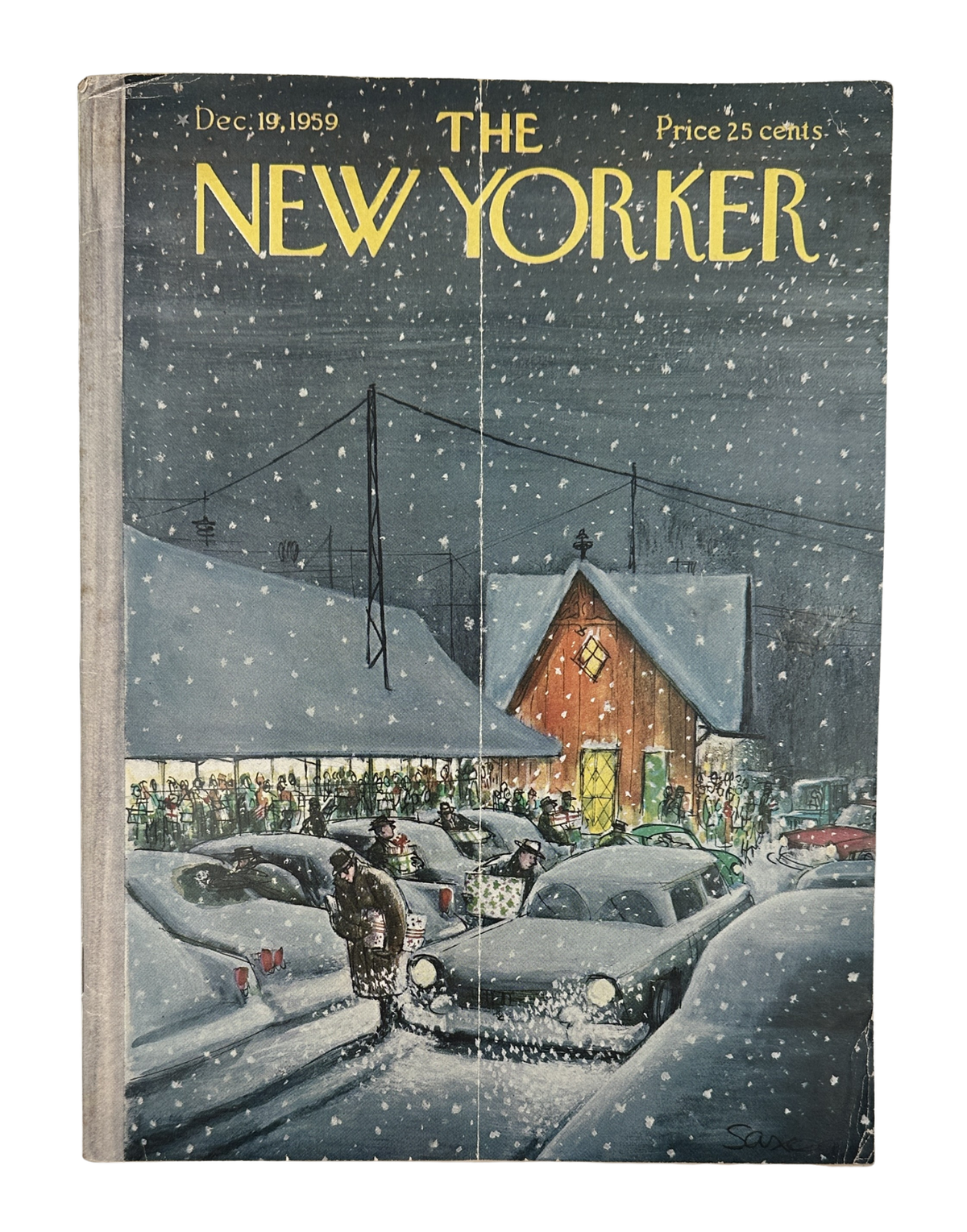 The New Yorker Magazine December 19, 1959 Snowy Christmas Charles D. Saxon Cover