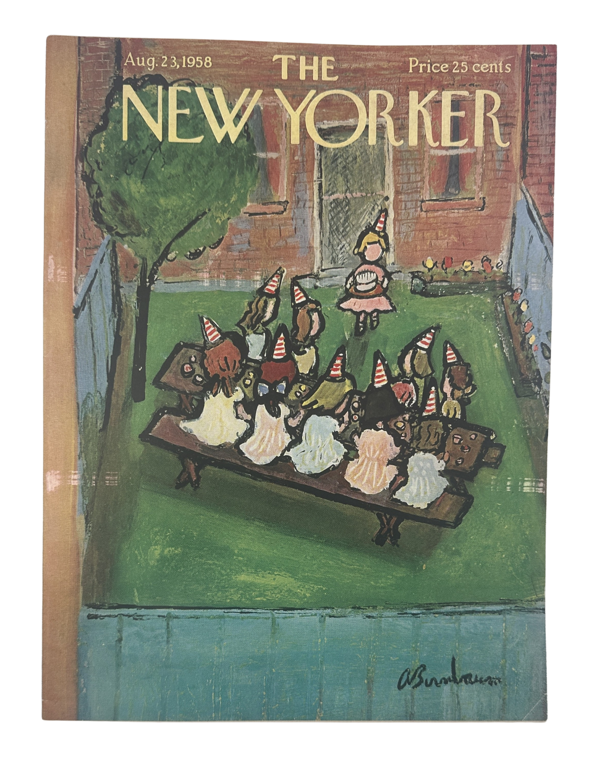 The New Yorker Magazine August 23, 1958 Kids Birthday Party Abe Birnbaum Cover VG