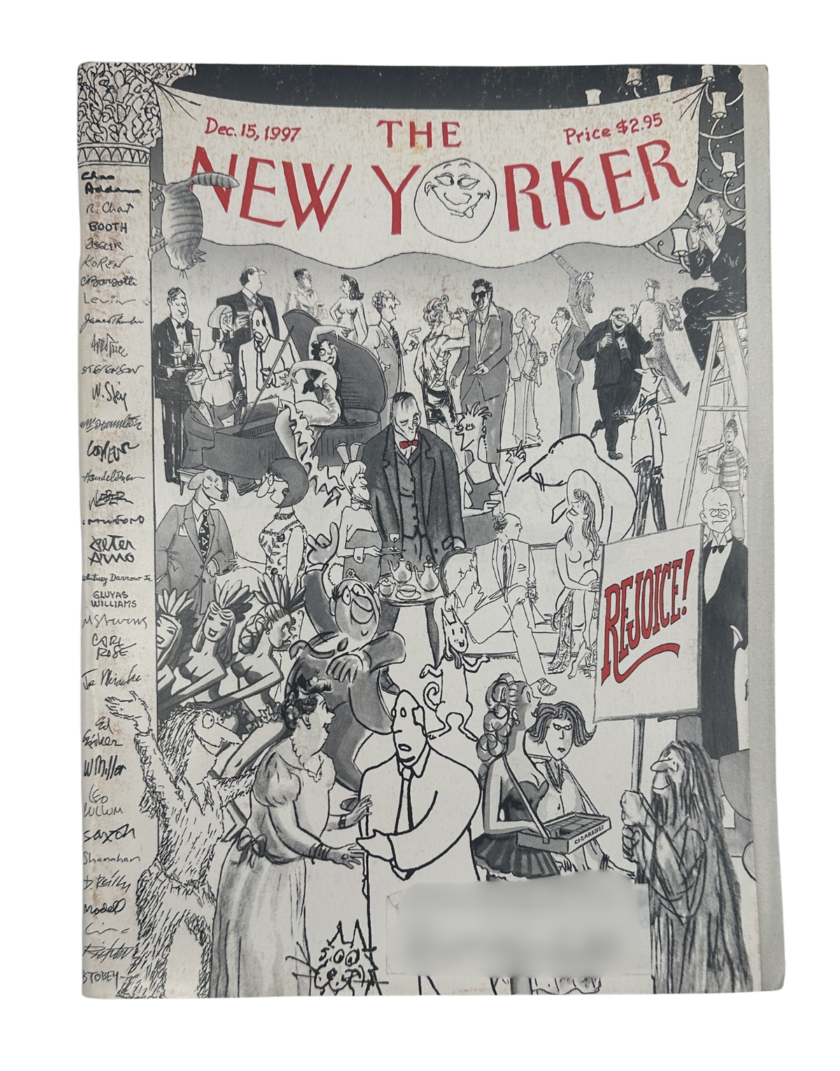 The New Yorker Magazine December 15, 1997 The Gang’s All Here Robert Mankoff Cover VG, showing the illustrated front cover with a crowded cartoon scene and New Yorker masthead.