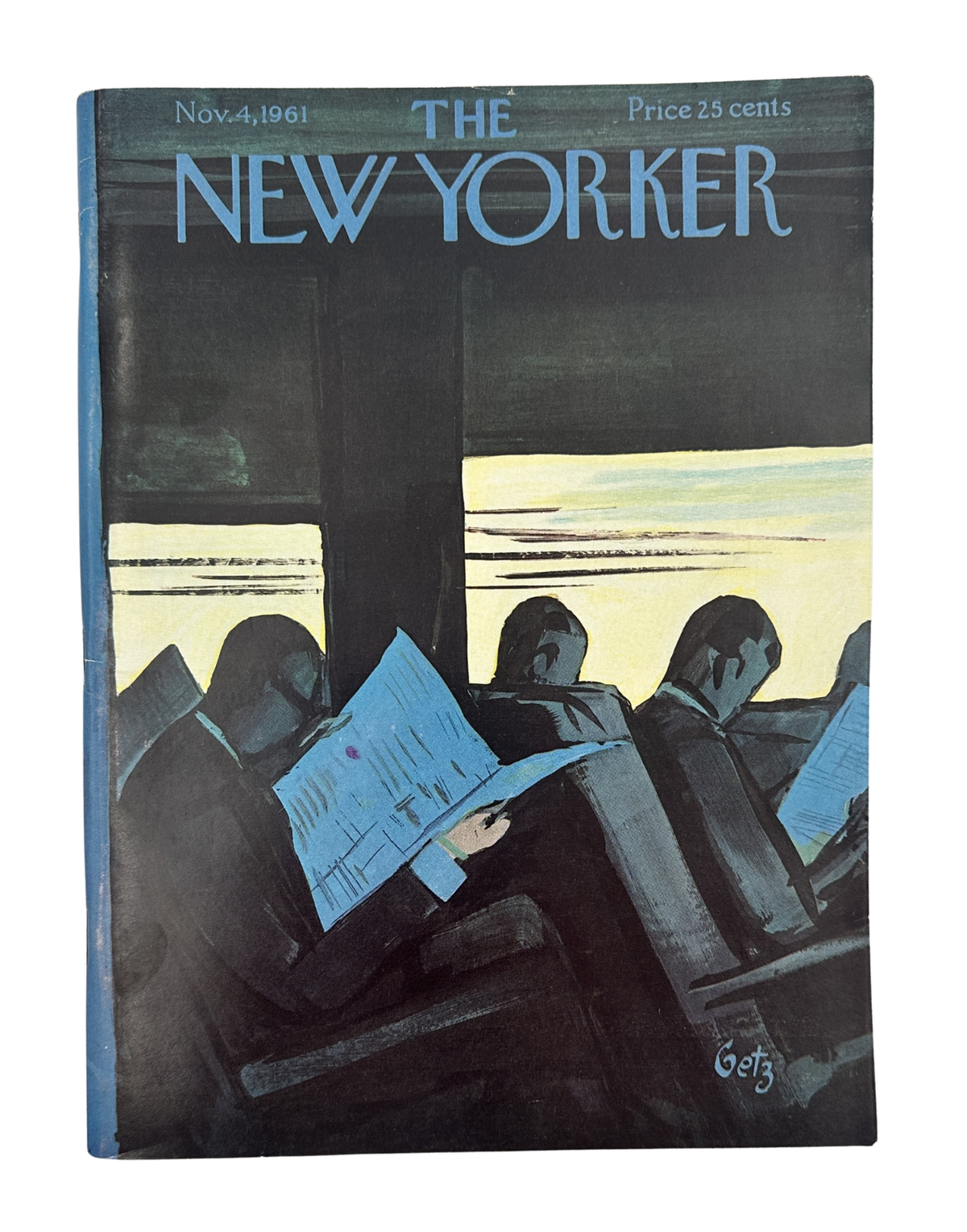 The New Yorker Magazine November 4, 1961 Commuter Train Arthur Getz Cover VG, featuring commuters reading newspapers on a train platform cover illustration.