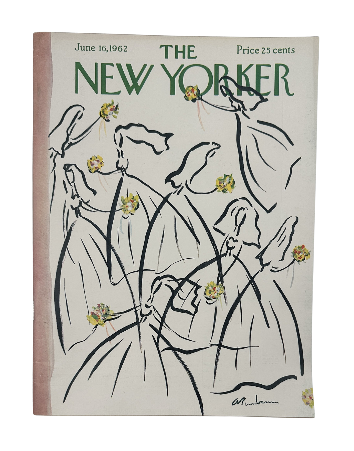 The New Yorker Magazine June 16, 1962 Wedding Angels Bouquet Abe Birnbaum Cover VG, featuring the illustrated wedding angels and floral bouquet cover.