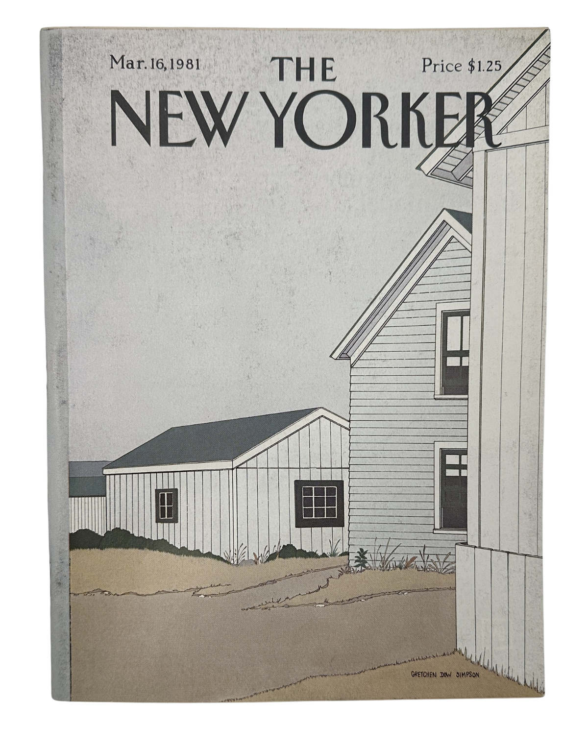 The New Yorker Magazine March 16, 1981 Rural Farmhouses Gretchen Dow Simpson Cover featuring an illustrated rural farmhouse scene.