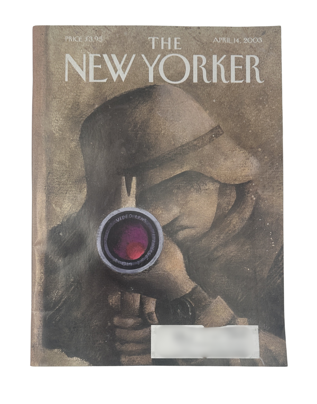 The New Yorker Magazine April 14, 2003 Soldier In Action Ana Juan Cover VG, featuring a vintage illustrated soldier aiming a rifle on the front cover.