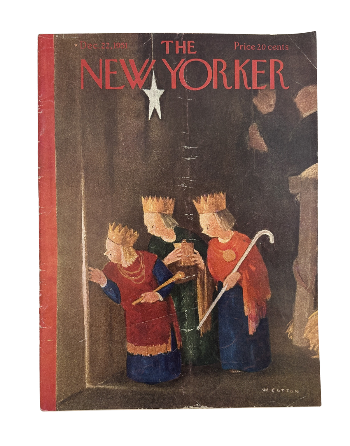 The New Yorker Magazine December 22, 1951 Christmas Wise Men William Cotton Cover, featuring three colorful wise men on the vintage holiday cover.